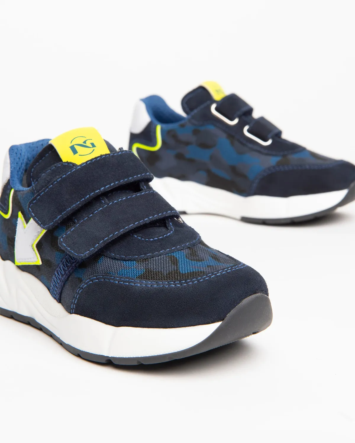 NeroGiardini Sneakers baieti piele intoarsa camuflaj cu velcro