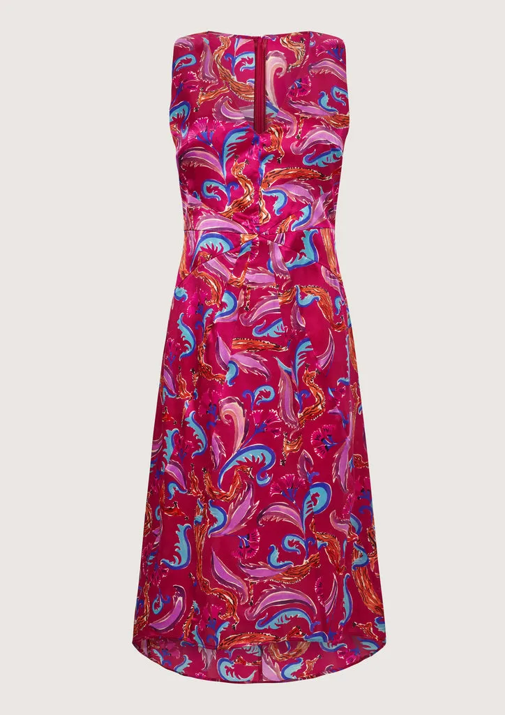 Flagelus Cristobal Tennis Pink rochie matase midi