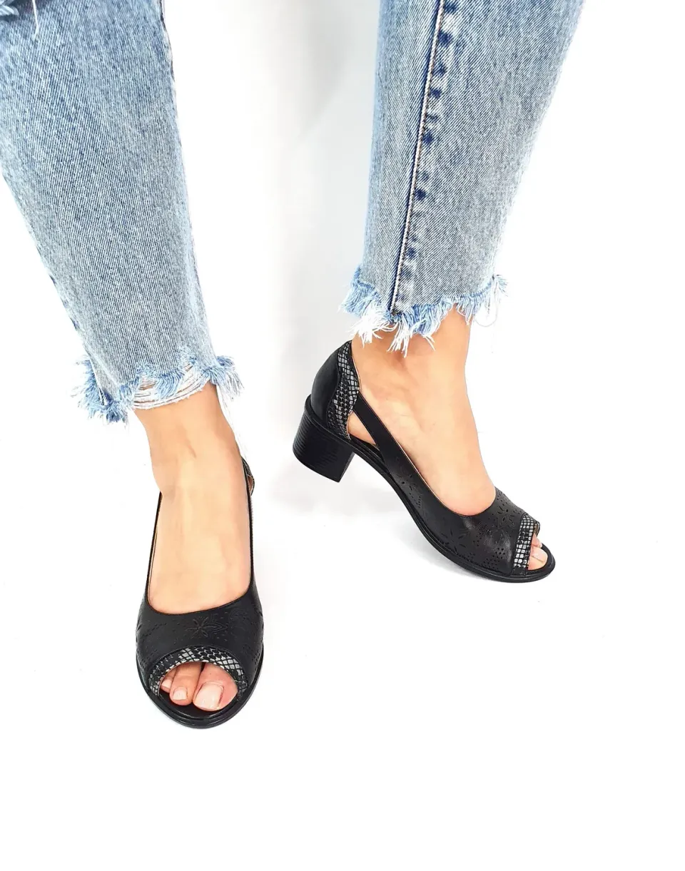 Catinca Shoes T1 NS sandale dama piele naturala negre sarpe