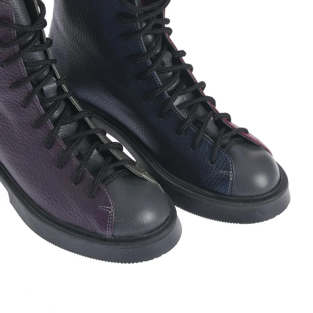 Ana Urbana Shoes Ramona bocanci mov piele texturată
