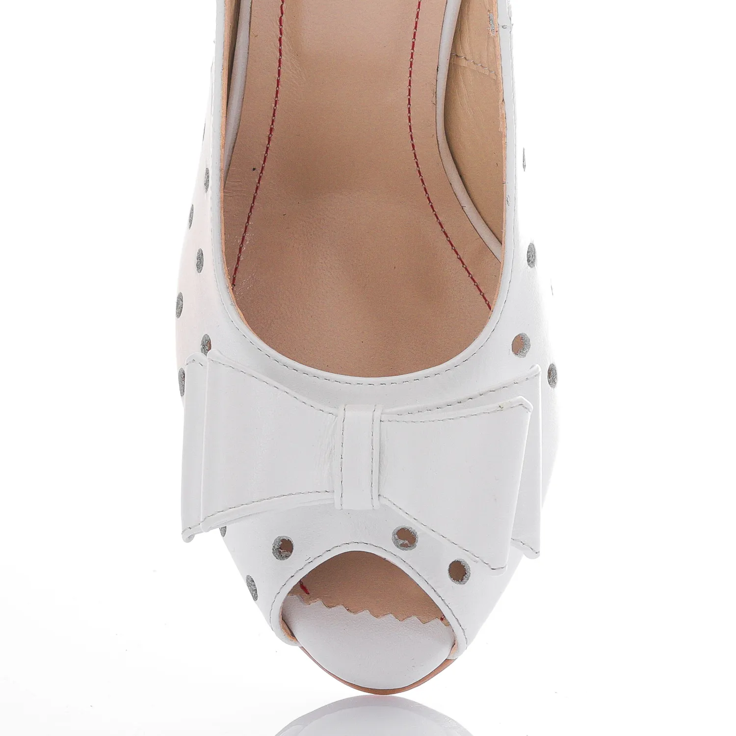 Catinca Shoes F24 AS sandale dama piele alb sidef