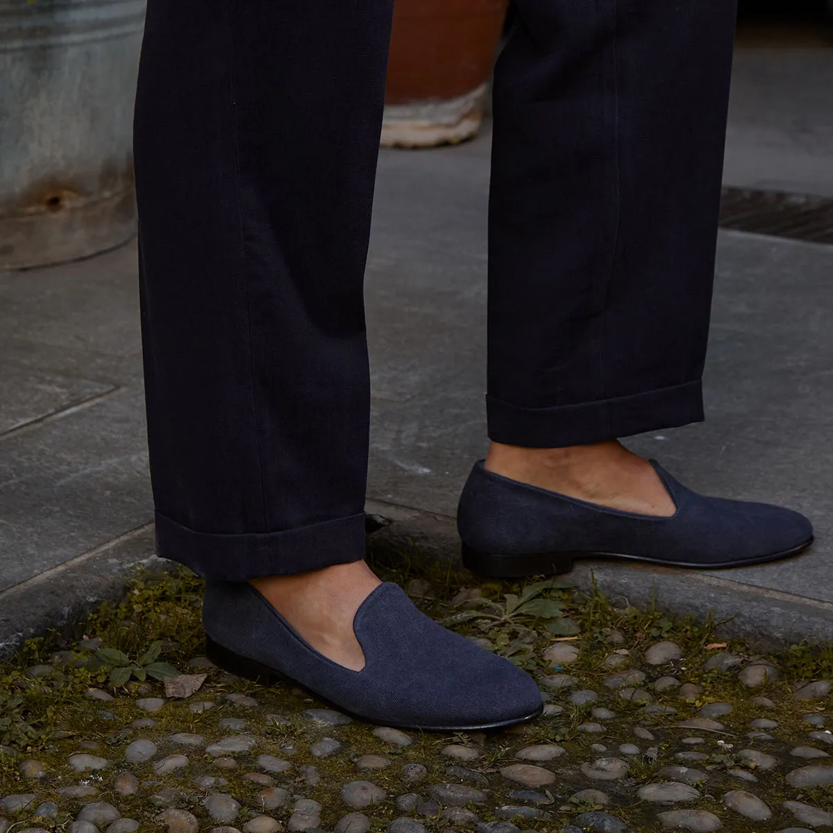 Cecilia Bringheli Positano pantofi canvas albastru slip-on