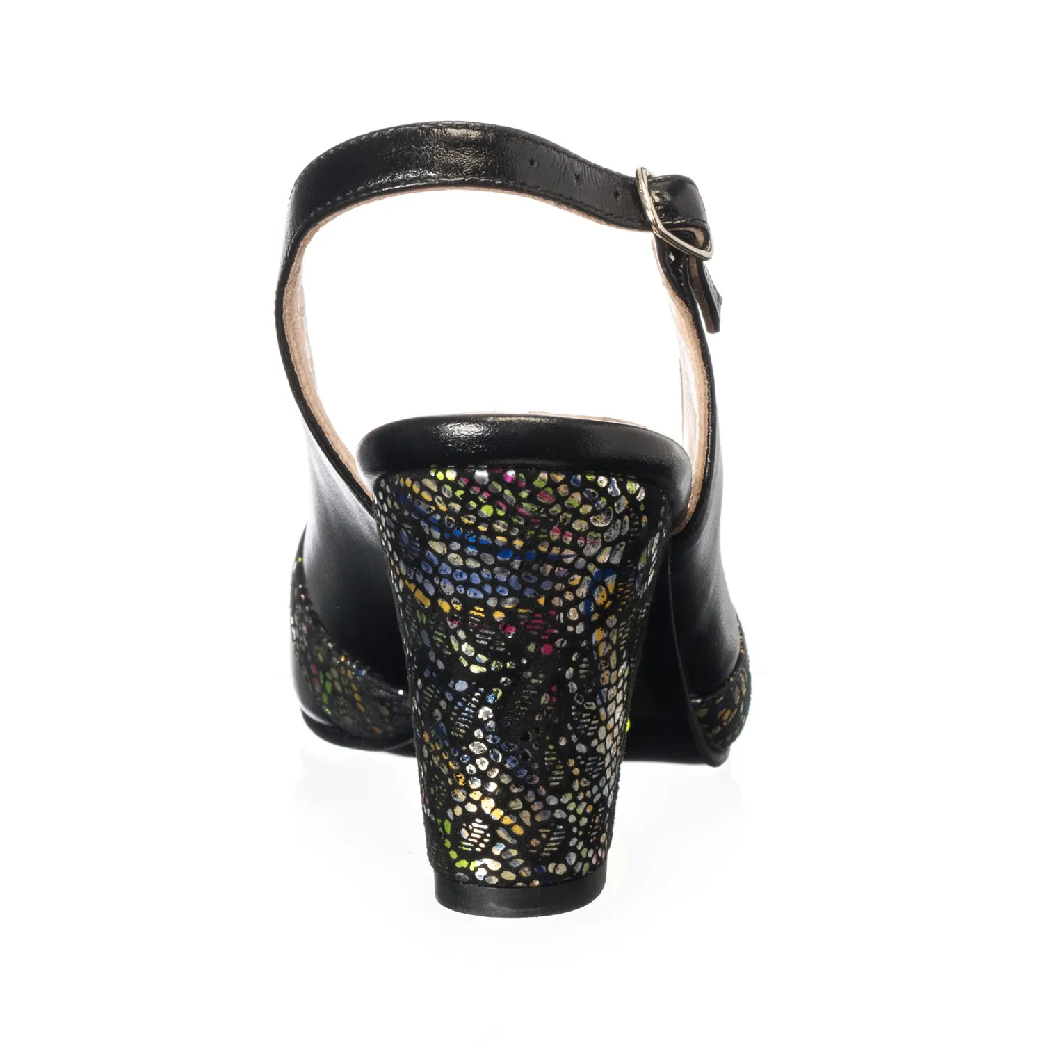 Catinca Shoes 024 NF sandale damă piele negru floricele