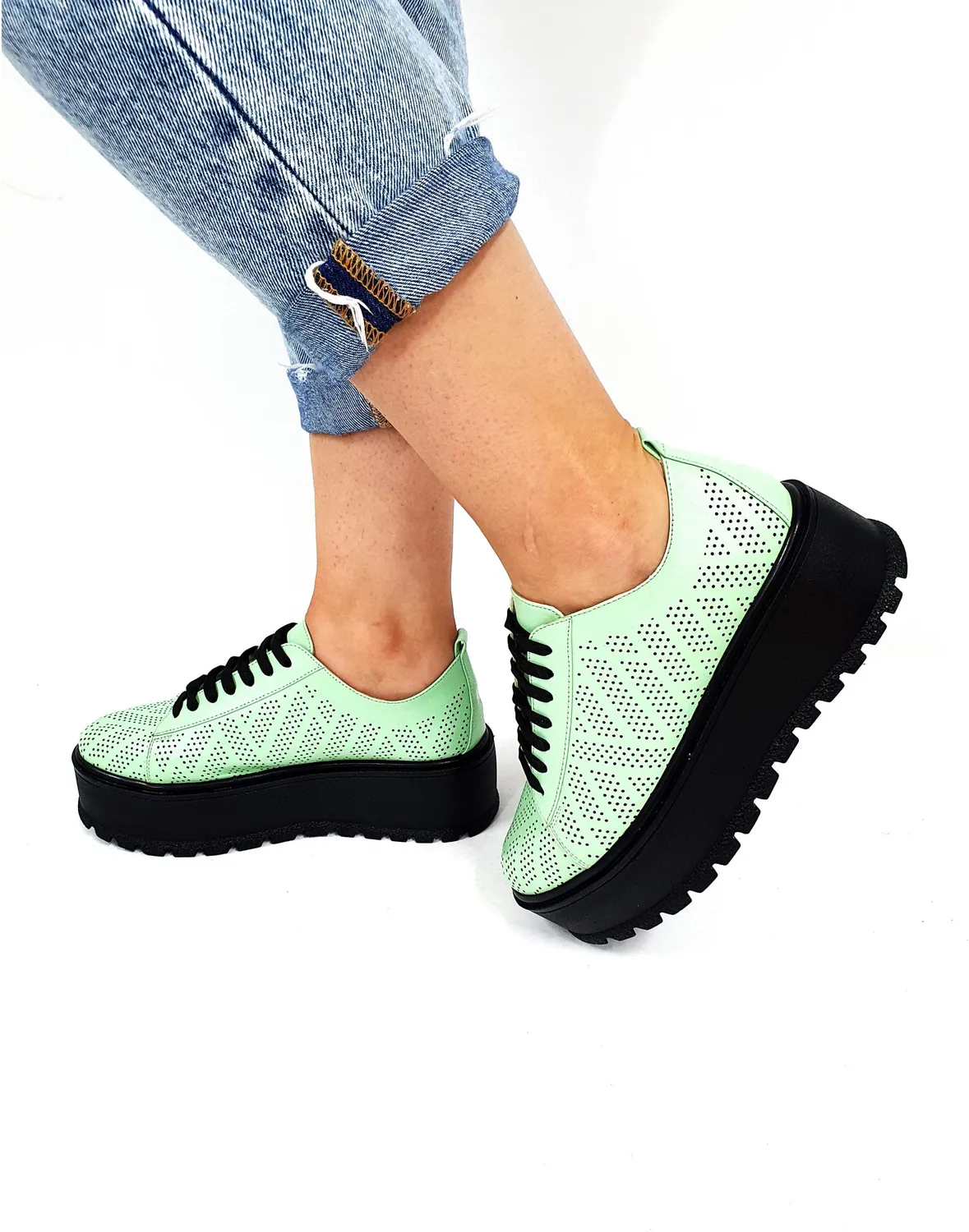 Catinca Shoes XP3 VN pantofi dama piele vernil perforati