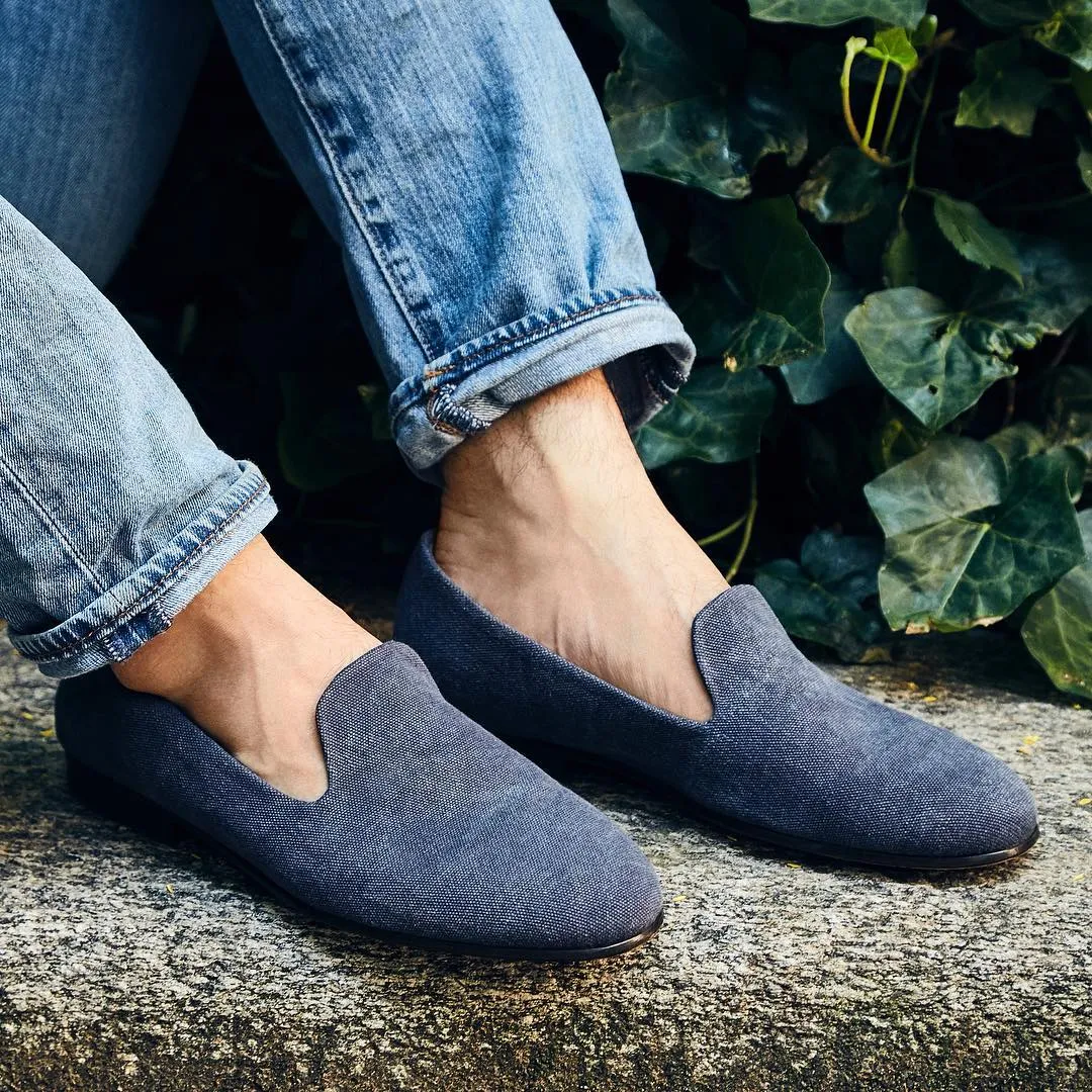 Cecilia Bringheli Positano pantofi canvas albastru slip-on