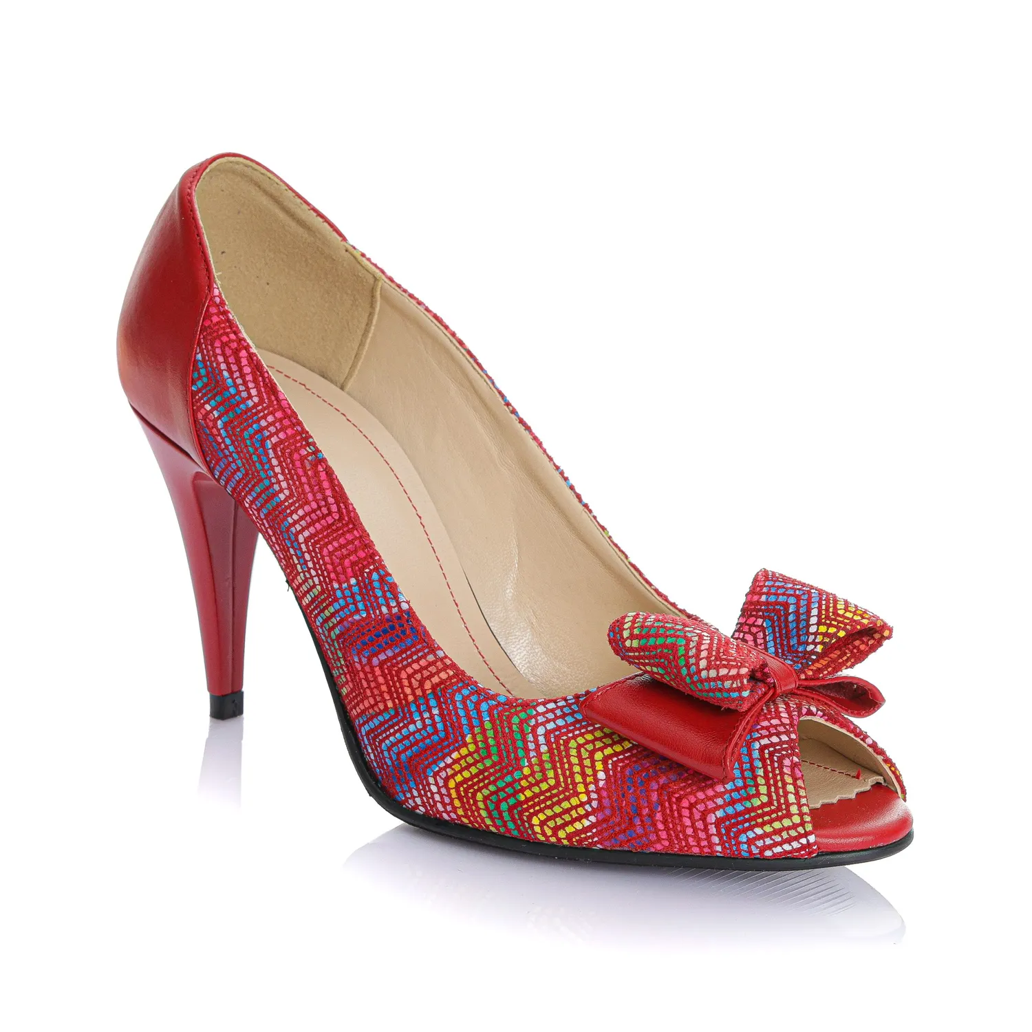 Catinca Shoes F23 RSR pantofi dama piele rosie sarpe