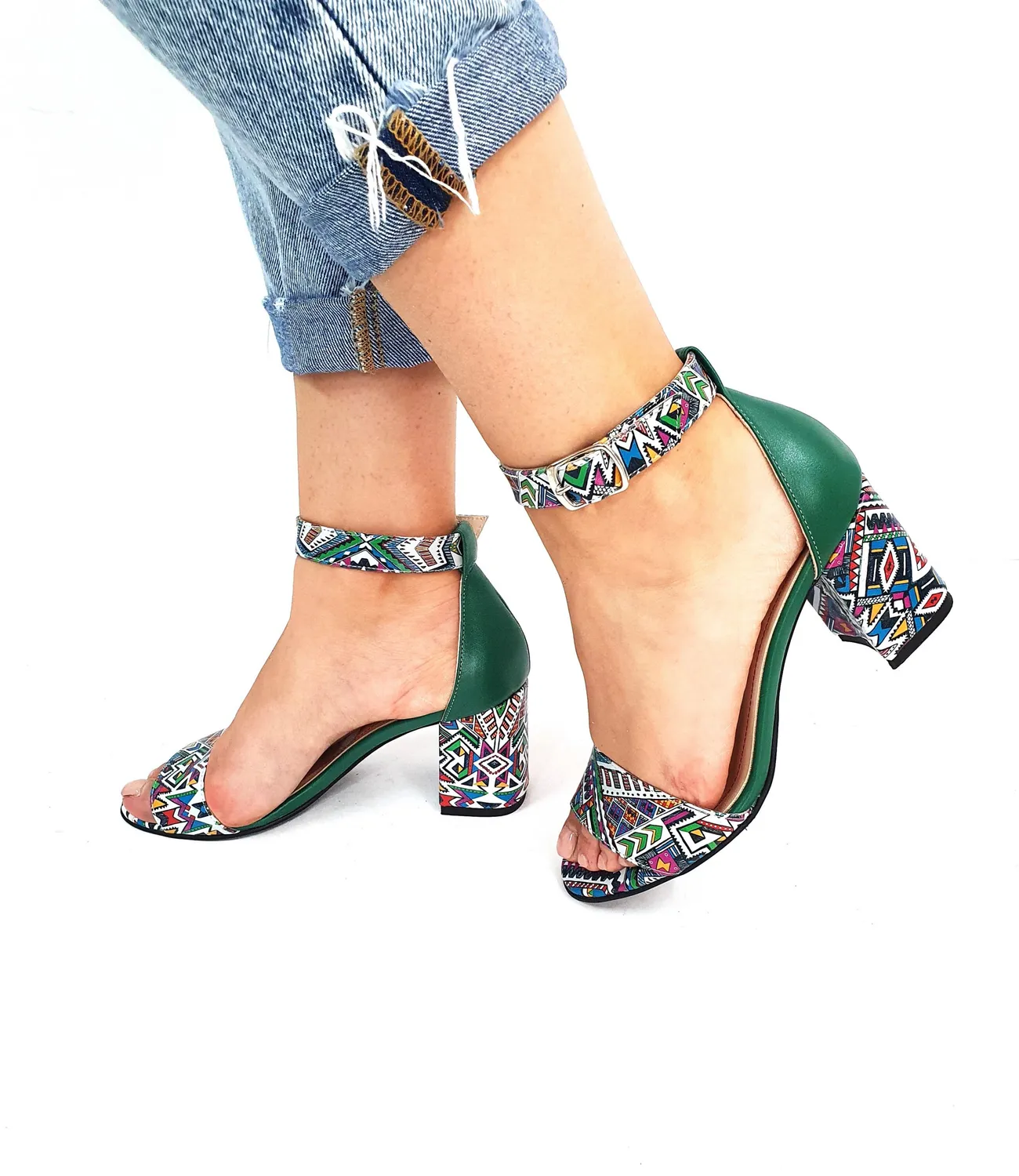 Catinca Shoes S10 VMT sandale piele verde traditional