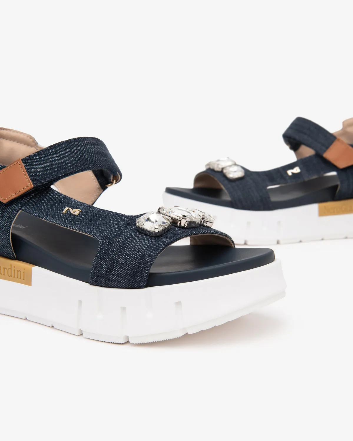 NeroGiardini Sandale dama piele si material textil