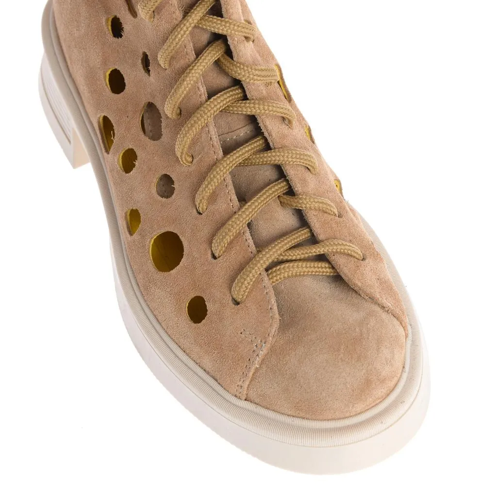 Ana Urbana Shoes Bianca bocanci piele bej-galben