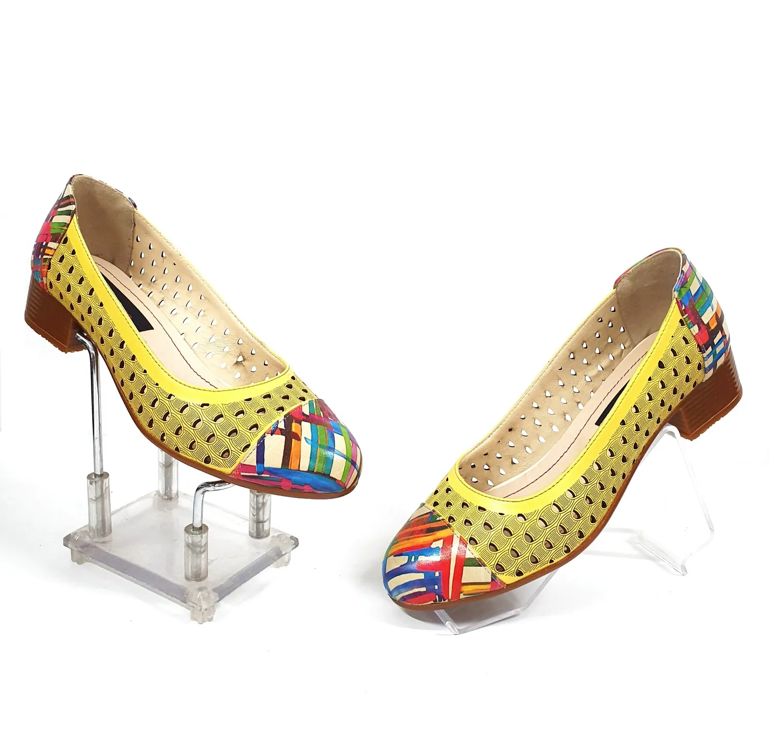 Catinca Shoes T11 GLC pantofi dama perforati piele galben