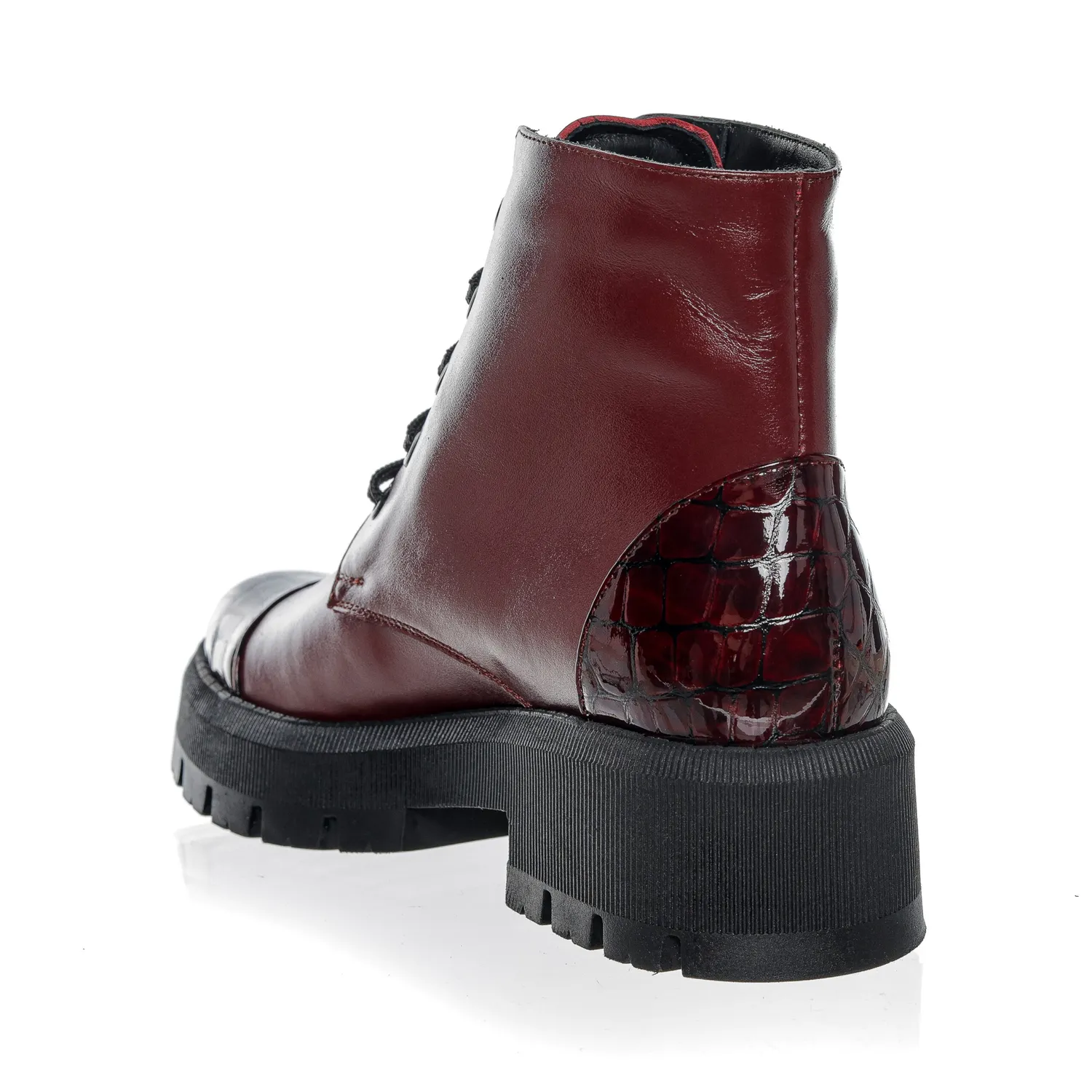 Bocanci dama piele naturala Catinca Shoes BC26 bordo box croco
