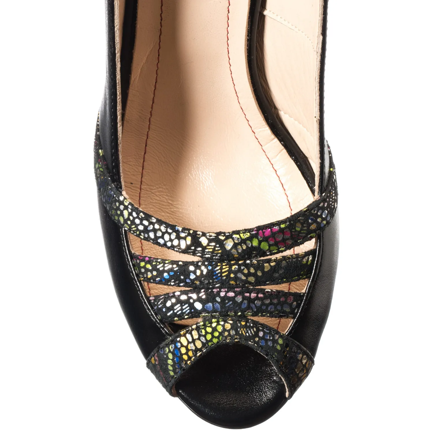 Catinca Shoes 024 NF sandale damă piele negru floricele