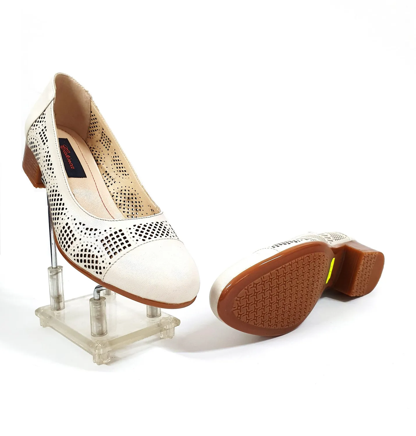 Catinca Shoes T12 BJ pantofi perforati bej piele