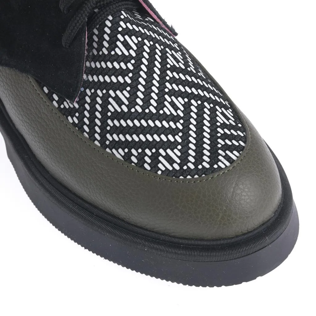 Ana Urbana Shoes Sabina pantofi negru-verde piele