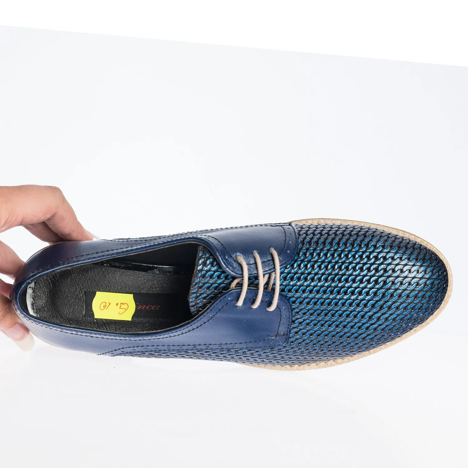 Catinca Shoes G10 AI pantofi dama piele albastru impletit