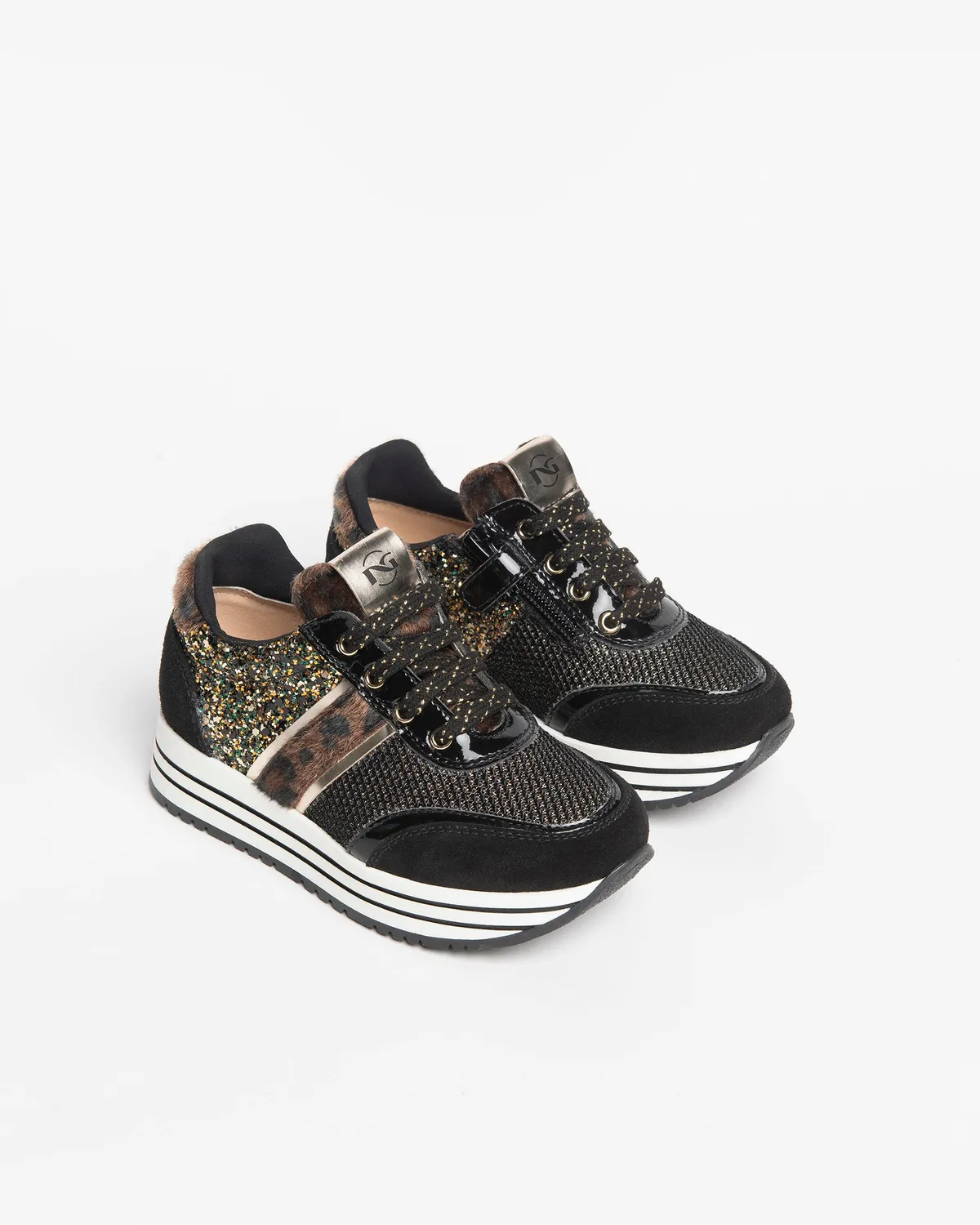 NeroGiardini Sneakers Fete Piele Intoarsa Glitter