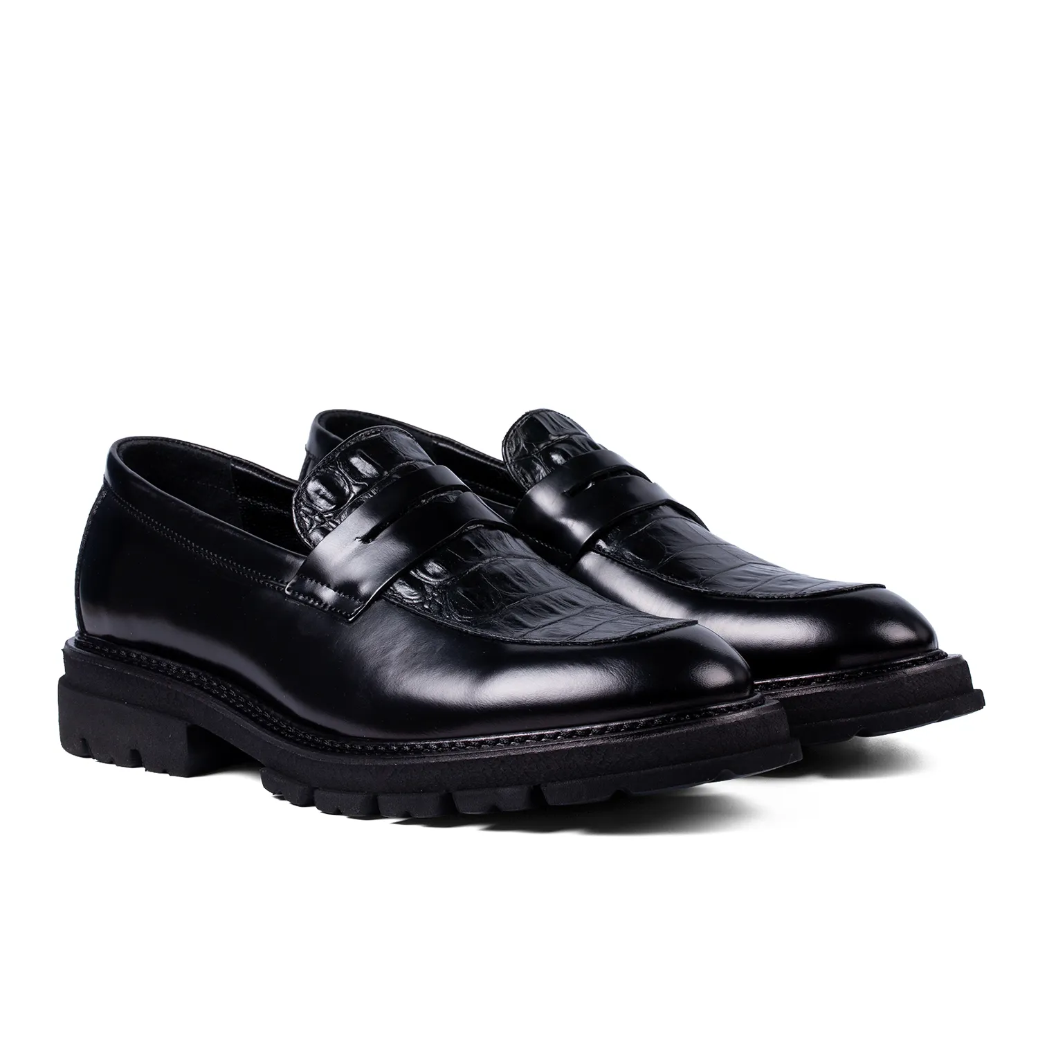 Lucas Shoes Ezra Ukr mocasini piele negru croco