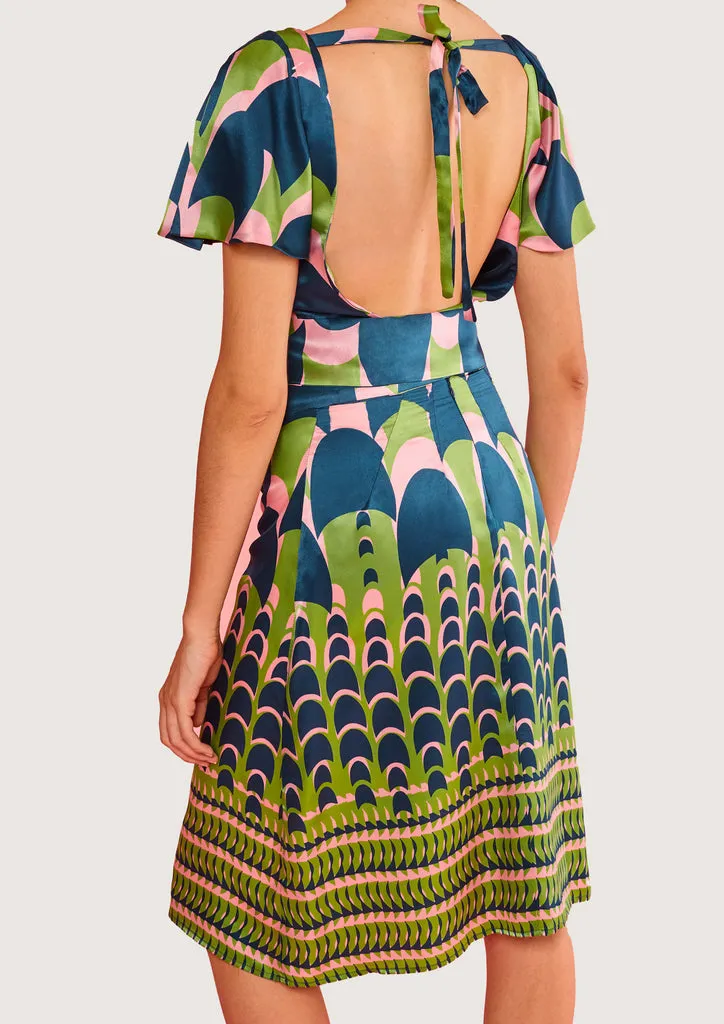 Flagelus Jean Swim Green rochie midi mătase
