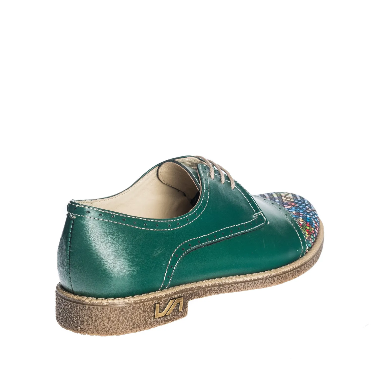 Pantofi dama piele naturala Catinca Shoes G11 verde mozaic