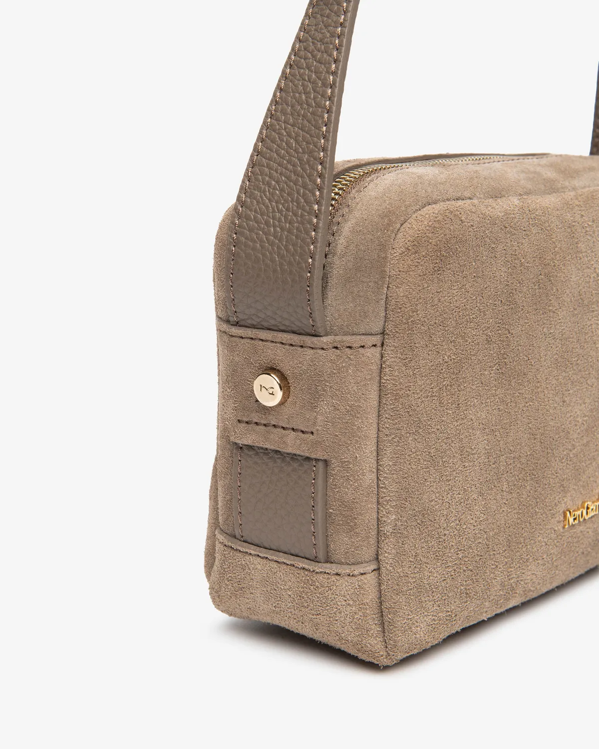 NeroGiardini Geanta Crossbody Dama Piele Intoarsa Bej