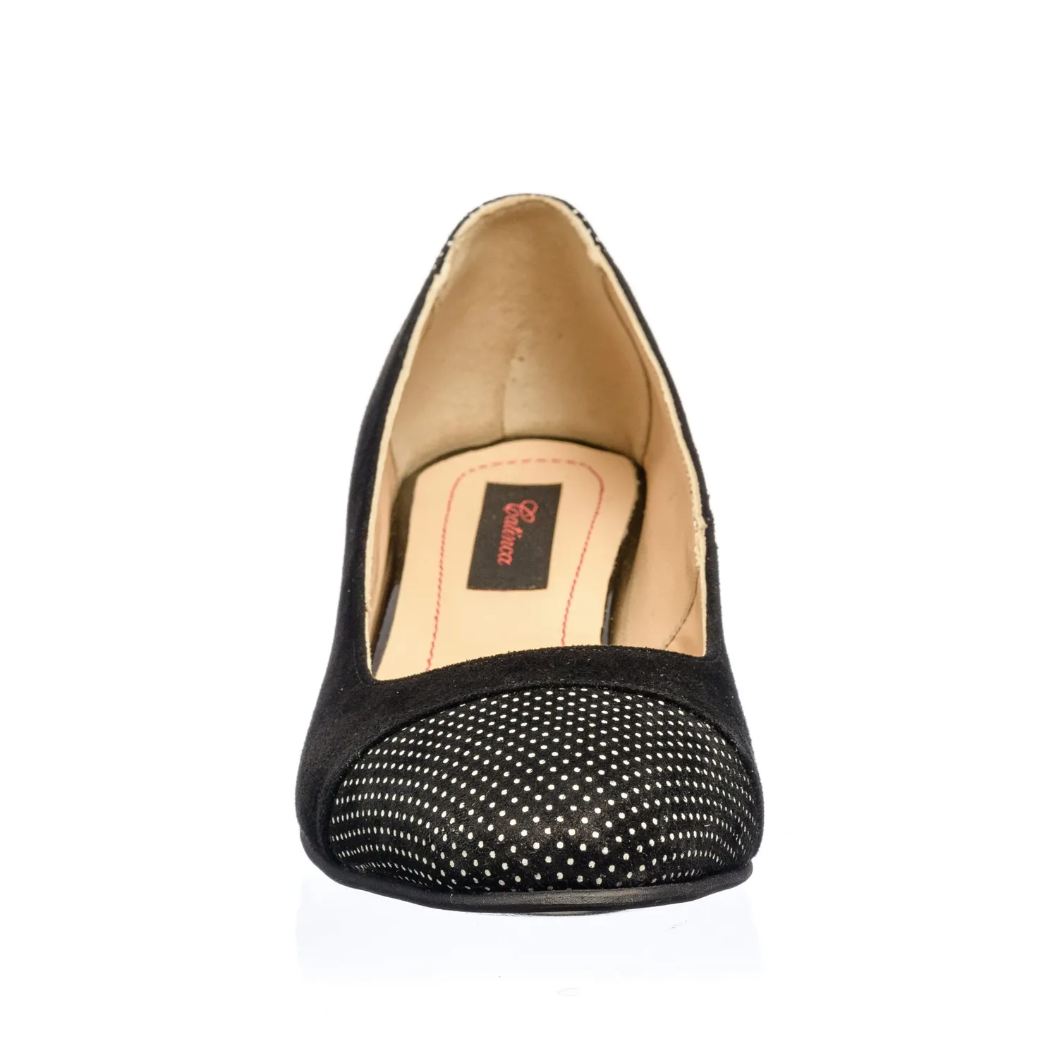 Catinca Shoes A8 NABA pantofi negru antilopa buline piele