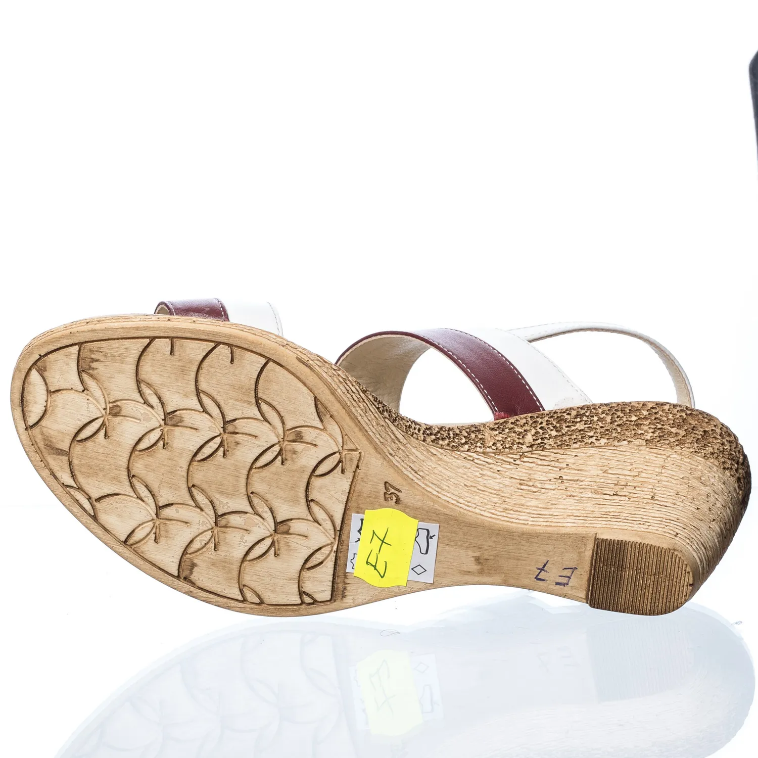 Catinca Shoes E7 BOA sandale dama piele bordo alb