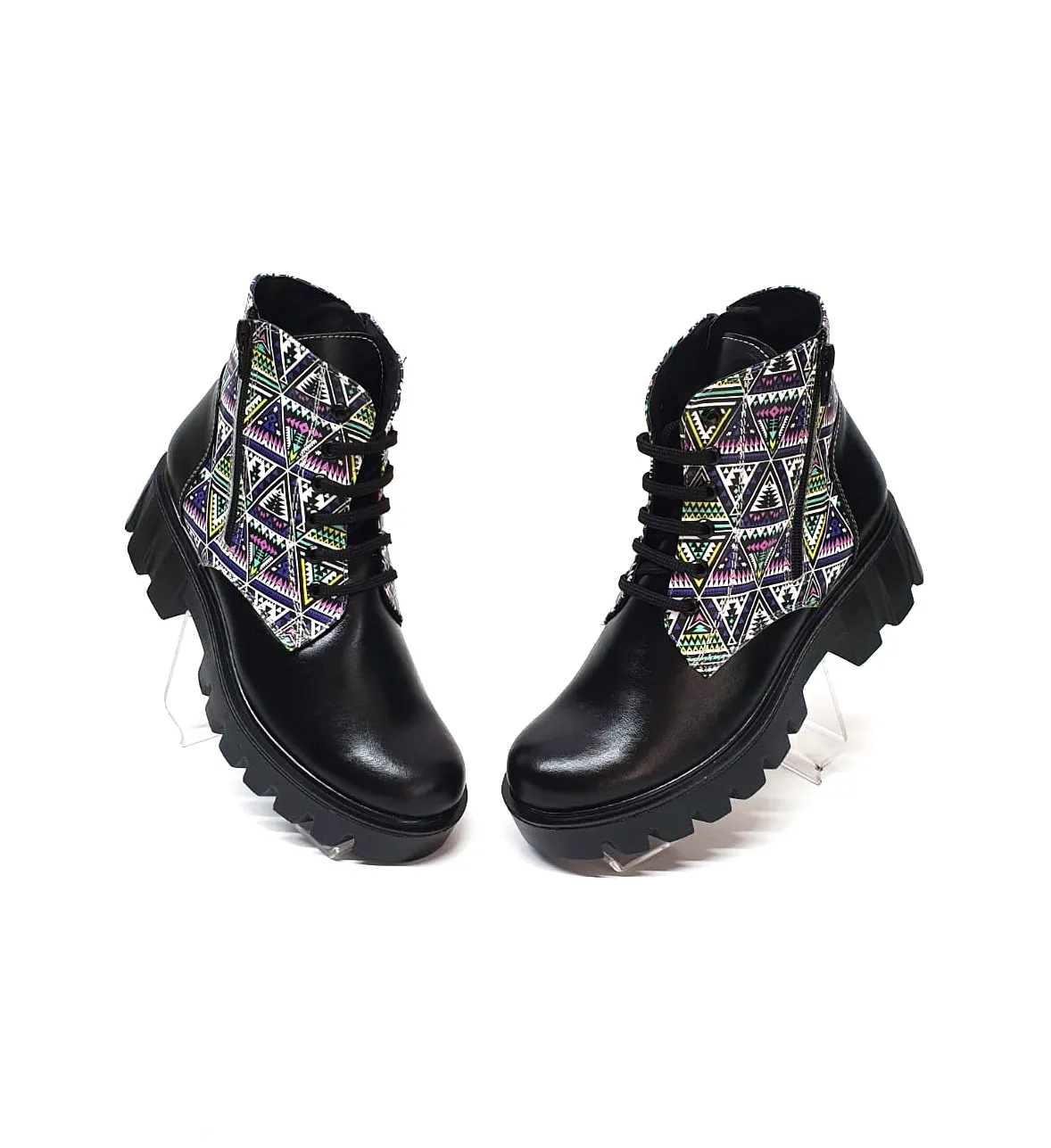 Catinca Shoes BC35 NBT bocanci dama piele negru triunghiuri