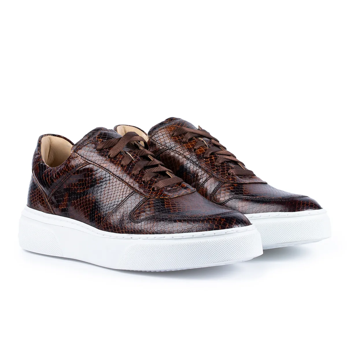 Lucas Shoes 001 sneakers piele maro croco