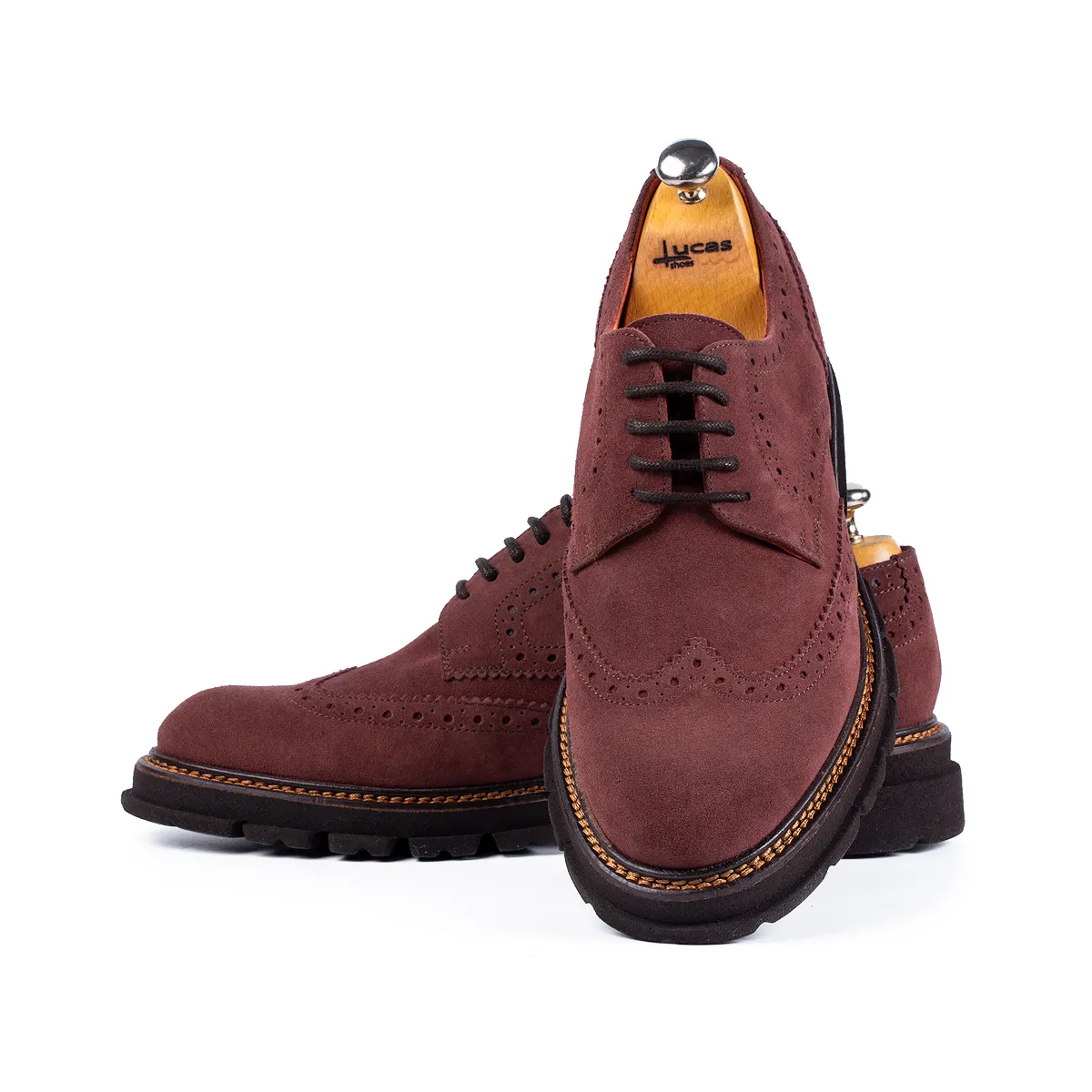Lucas Shoes Elegant 550 pantofi velur visiniu piele