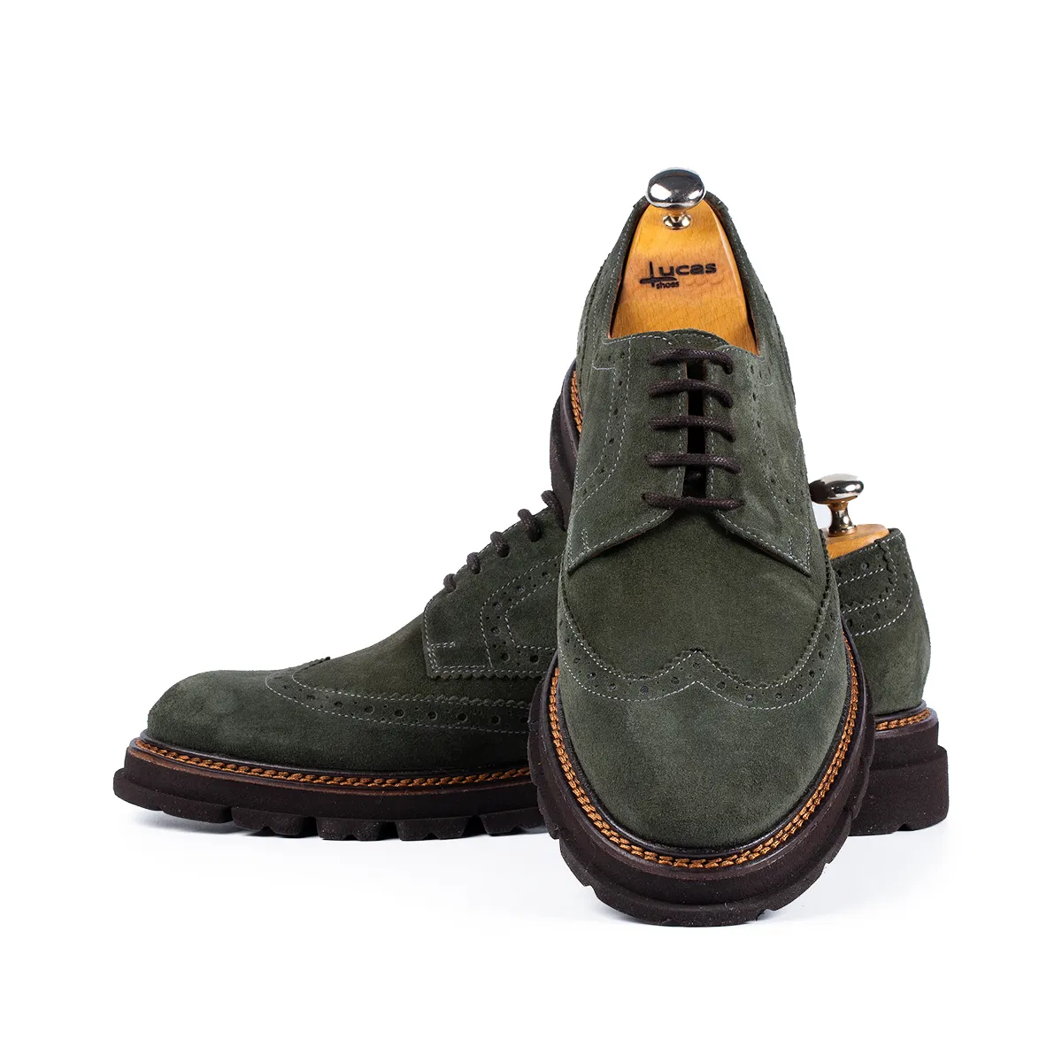 Lucas Shoes Elegant 550 pantofi piele verde velur