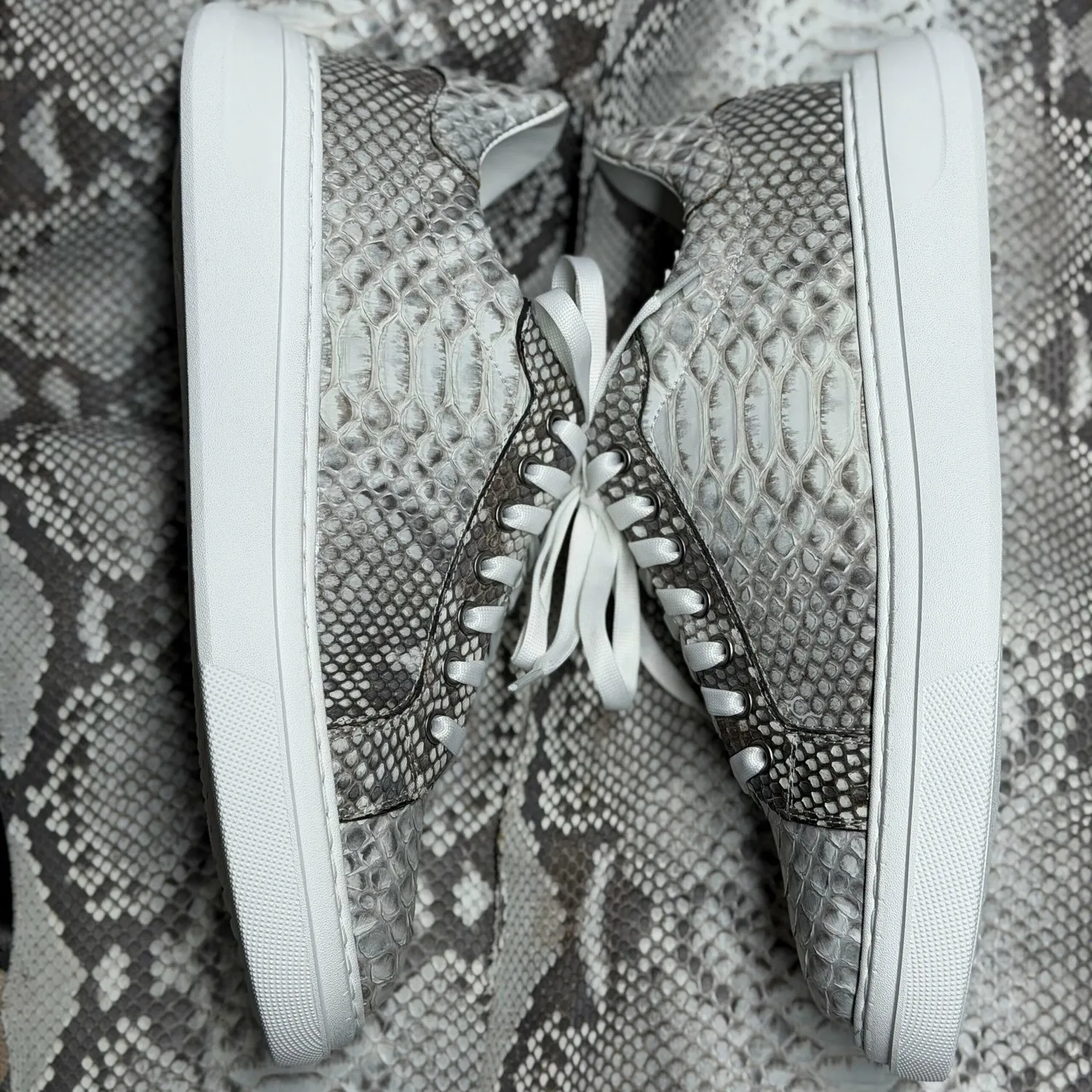 Lucas Shoes 510 Chile Python sneakers albi piele naturală
