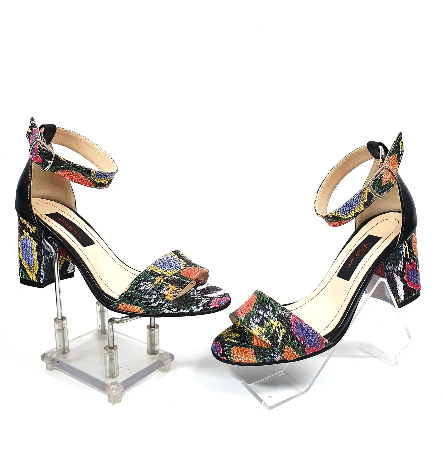 Catinca Shoes S10 NSR sandale damă piele negru șarpe roșu