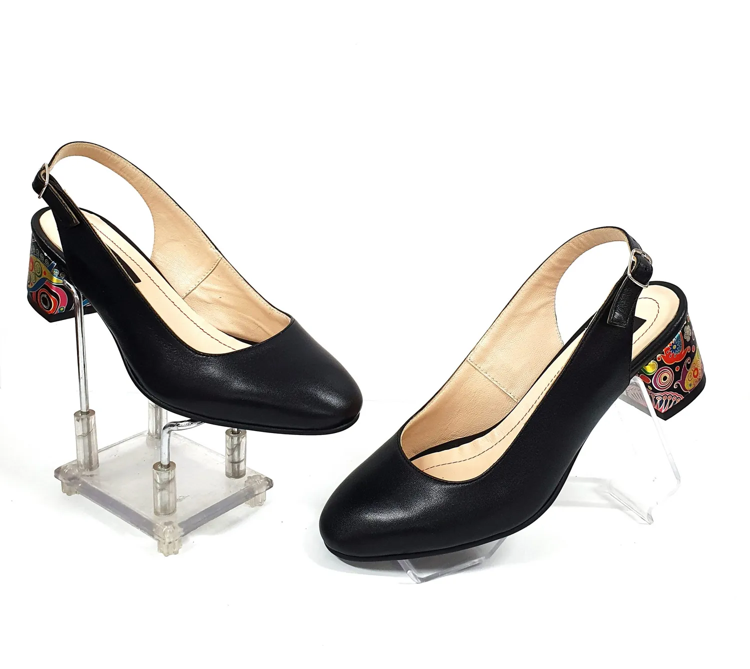 Catinca Shoes A77 NBP sandale dama piele negru paun