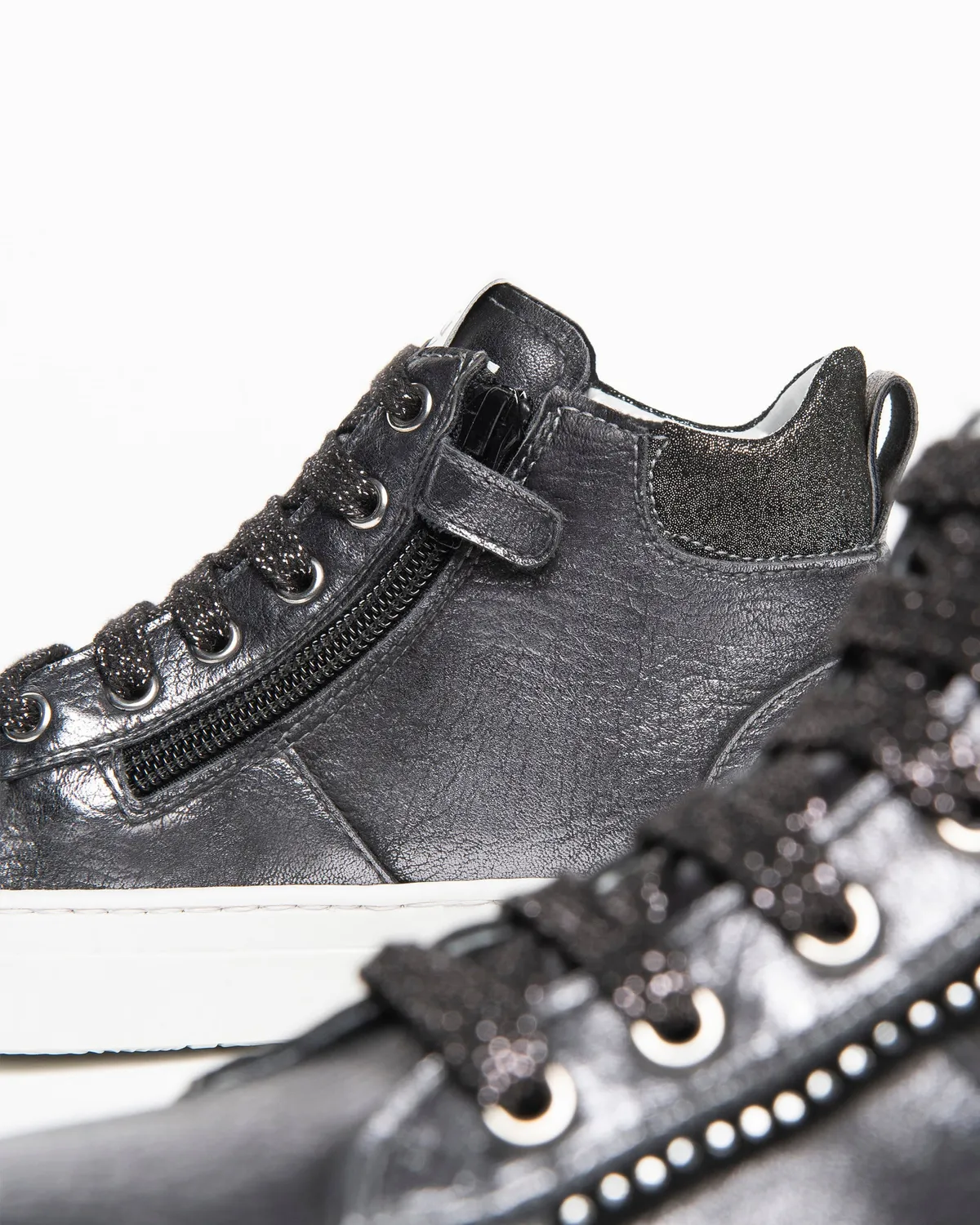 Sneakers NeroGiardini fete piele inalte fermoar