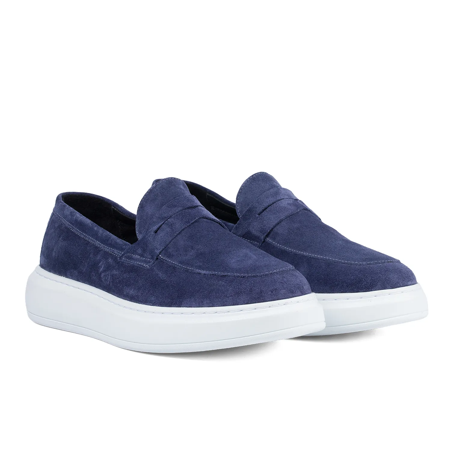 Lucas Shoes Ezra Blue Velur mocasini piele