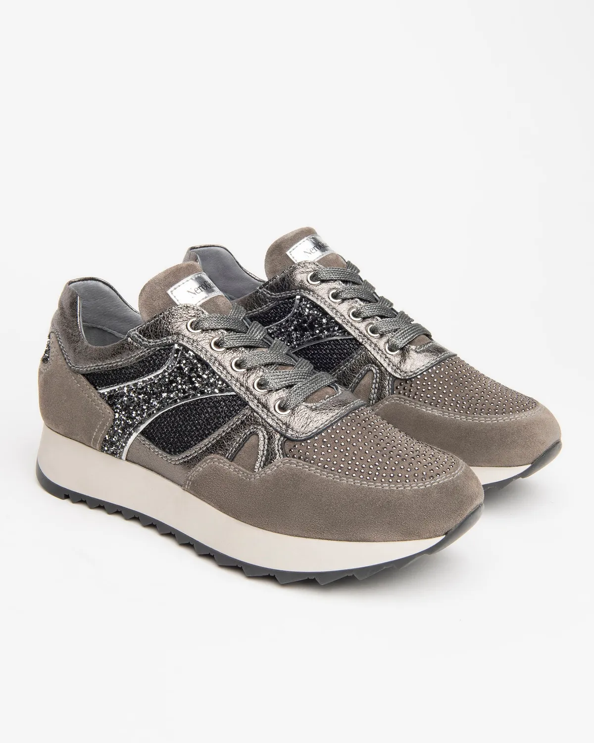 NeroGiardini sneakers piele intoarsa dama cu strasuri