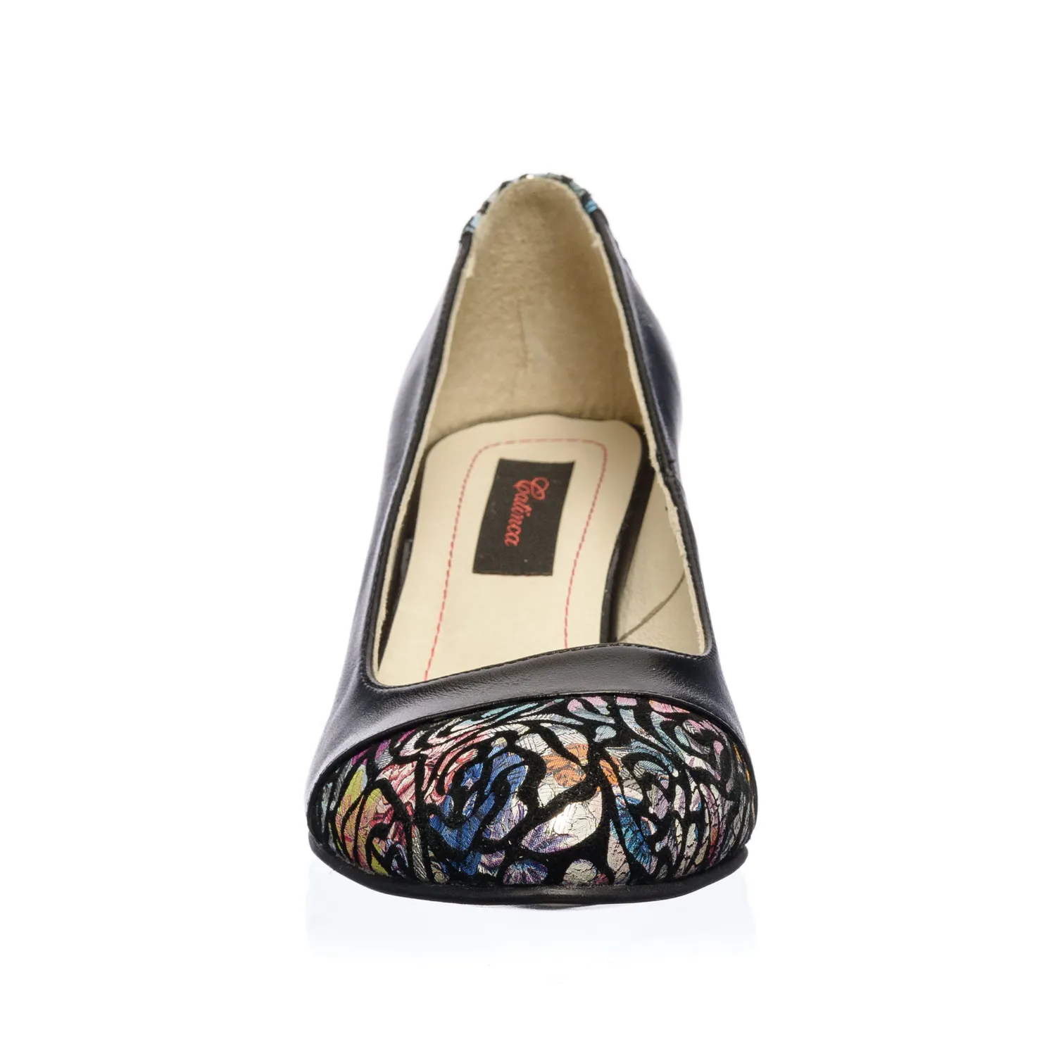 Catinca Shoes A5 NT pantofi piele naturala trandafiri negru