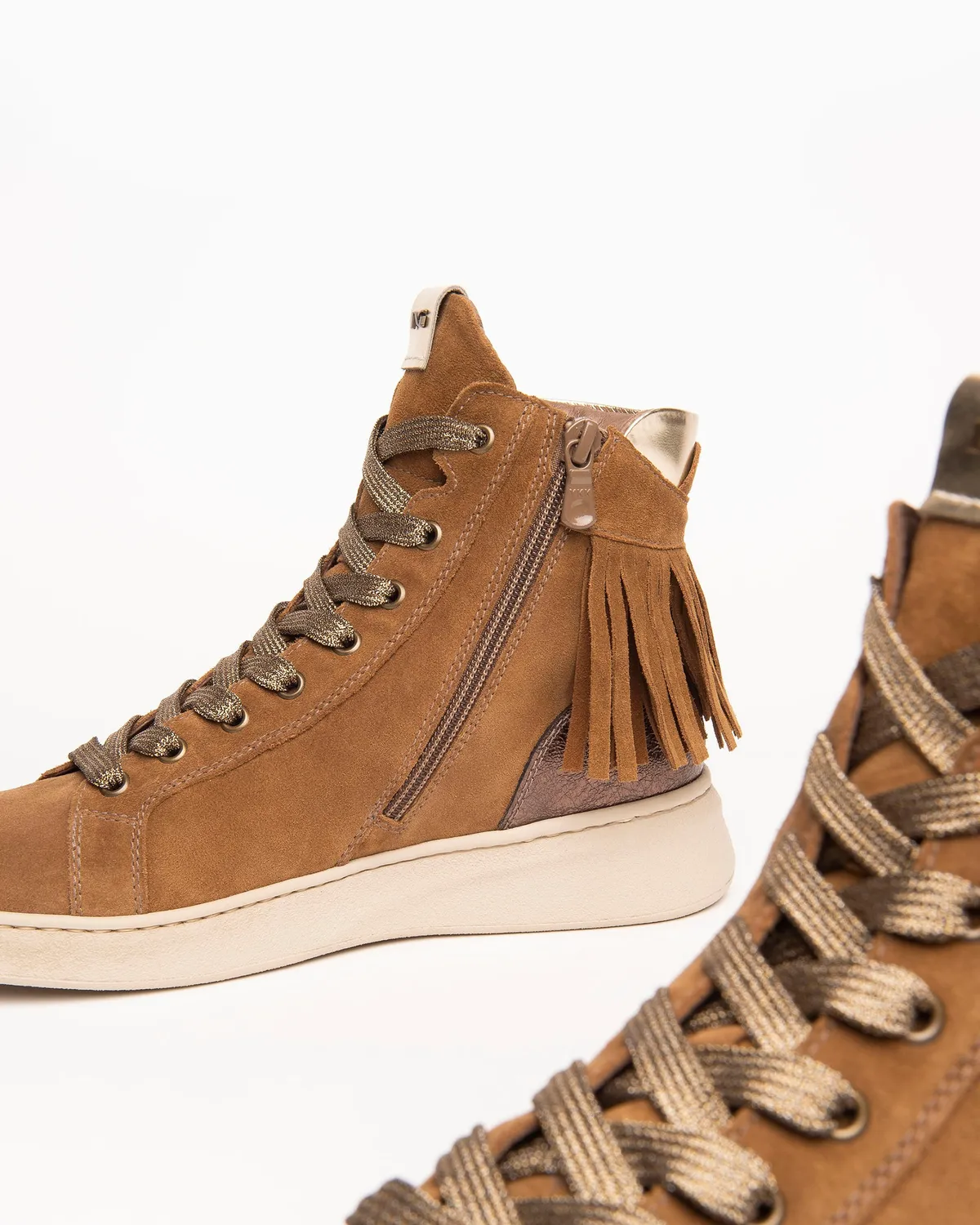 NeroGiardini sneakers inalti piele dama cu franjuri