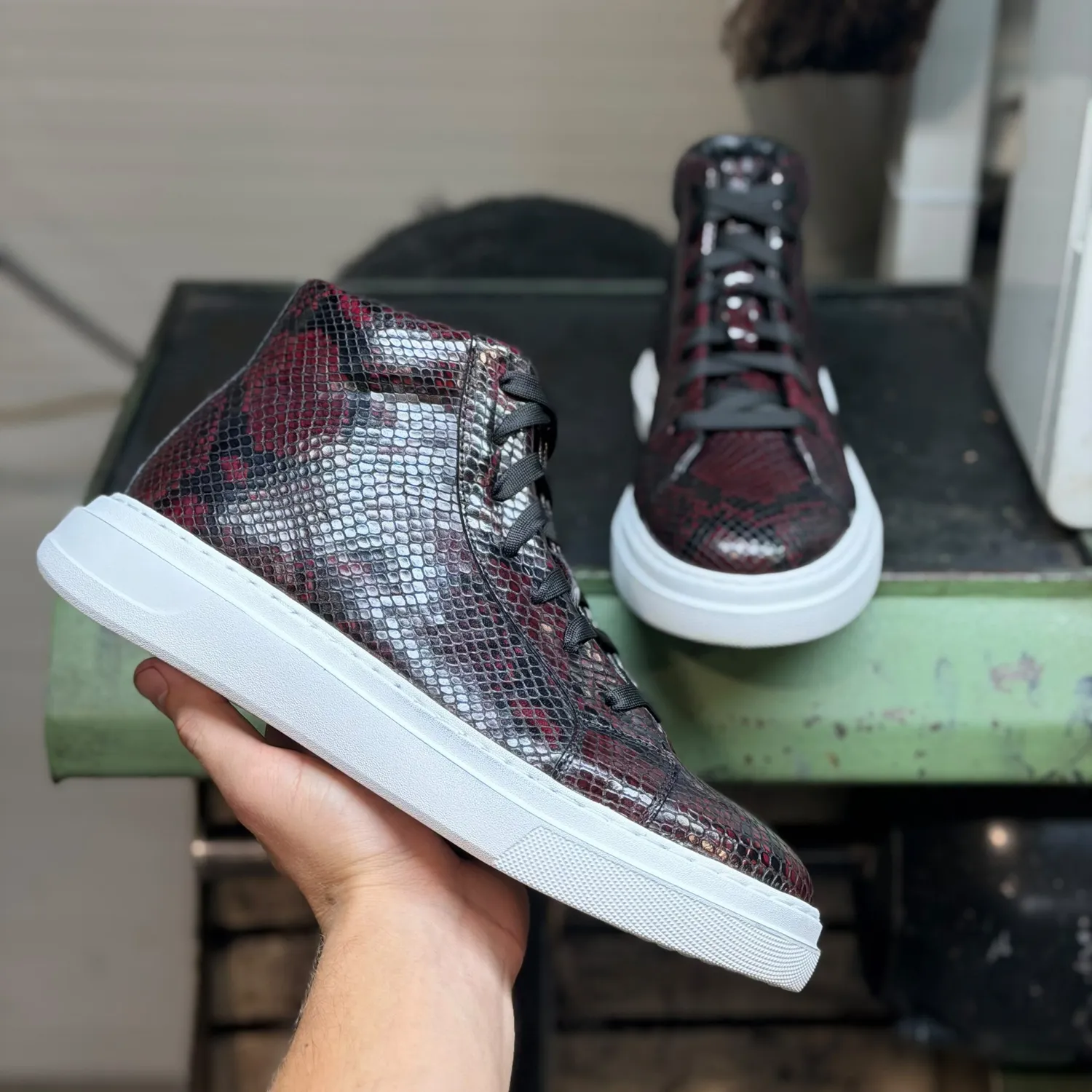 Lucas Shoes 855 A Snake ghete bărbați piele roșii