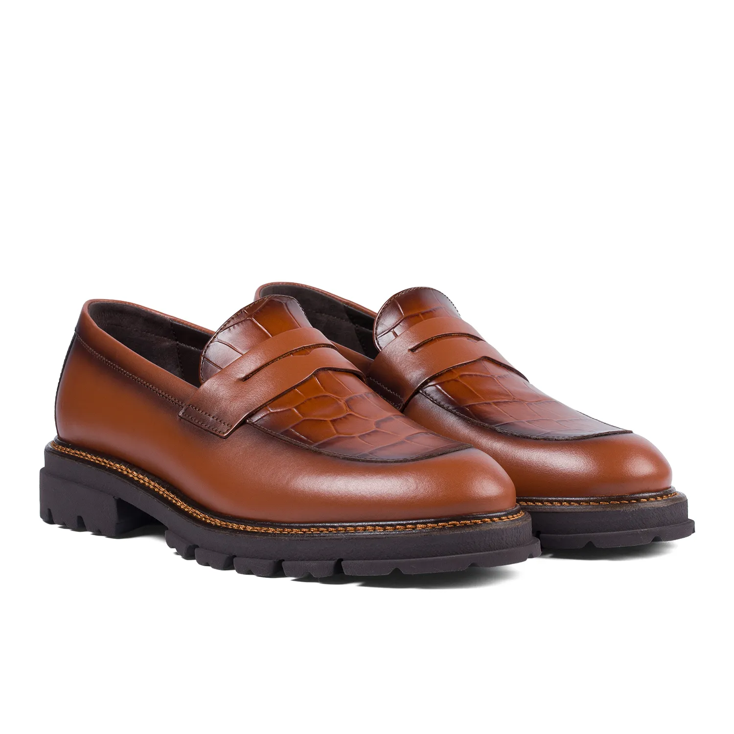 Lucas Shoes Ezra Ukr Croco mocasini piele coniac