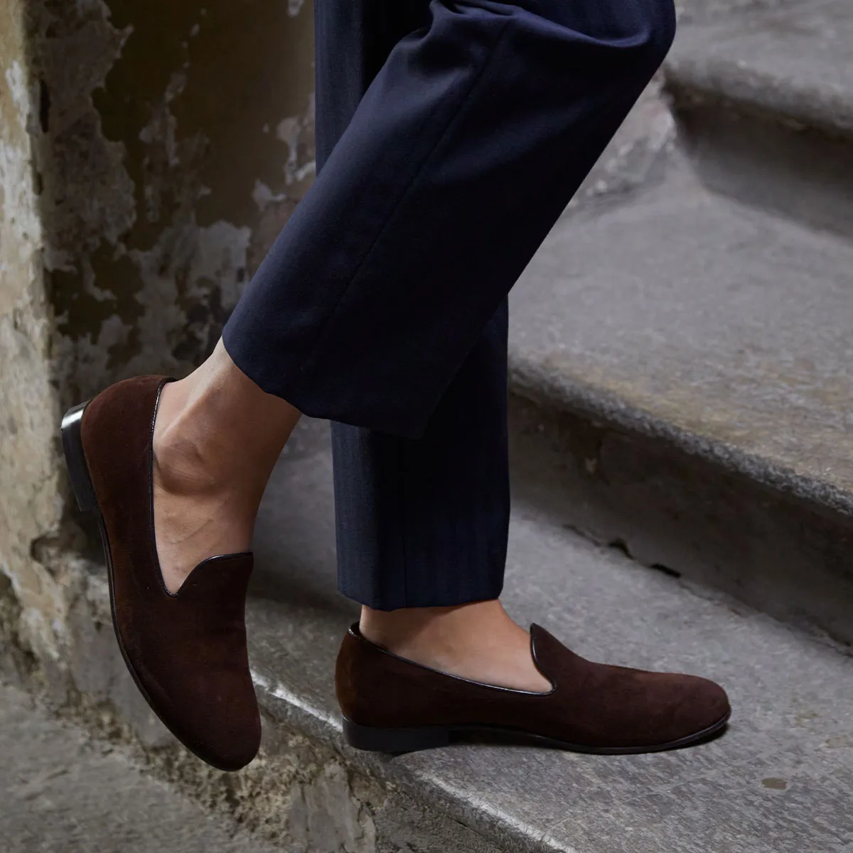 Cecilia Bringheli Positano slipper maro inchis piele intoarsa