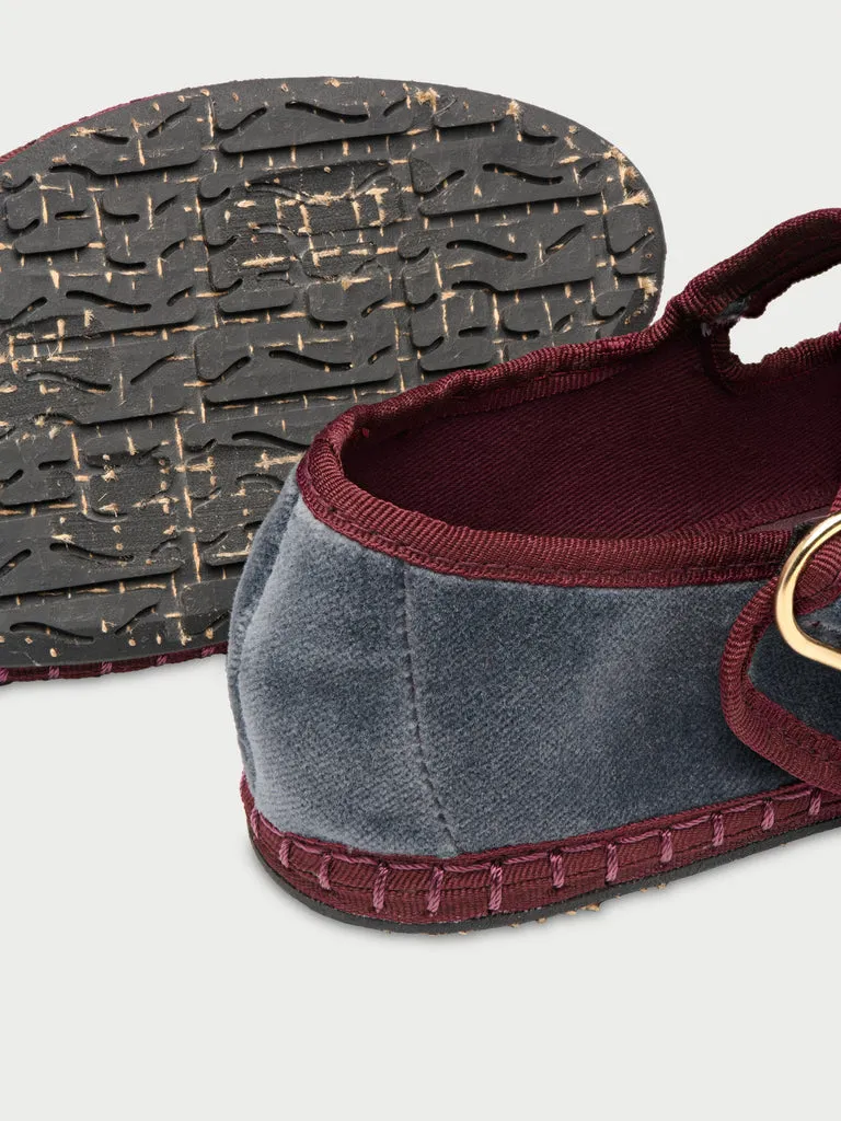 Flagelus Matilda Gray pantofi Mary Jane gri catifea