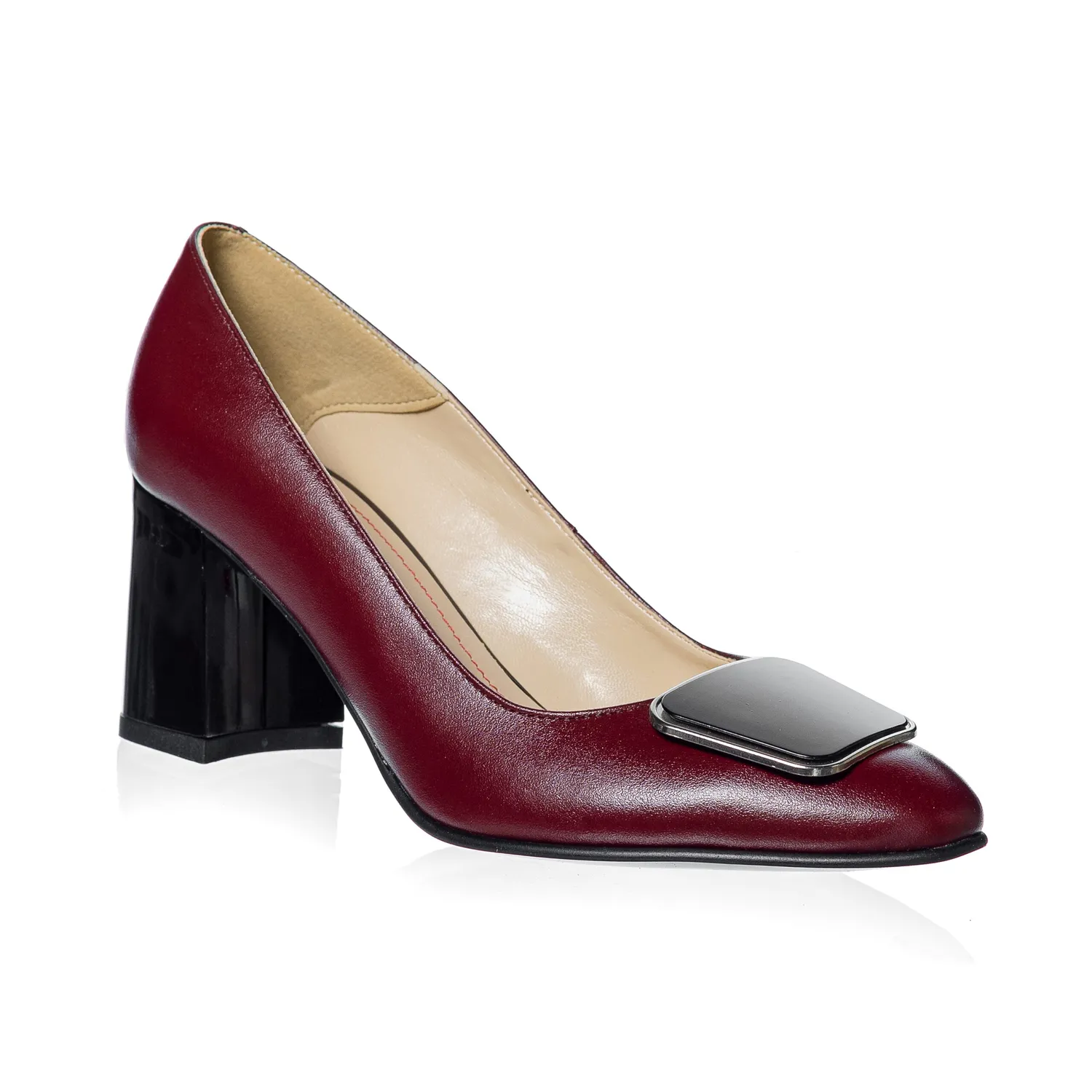 Catinca Shoes A25 BOB pantofi damă bordo box piele naturală