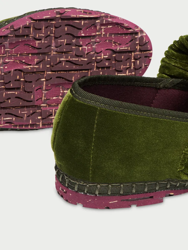 Pantofi cu siret Flagelus Mafalda verde masliniu catifea