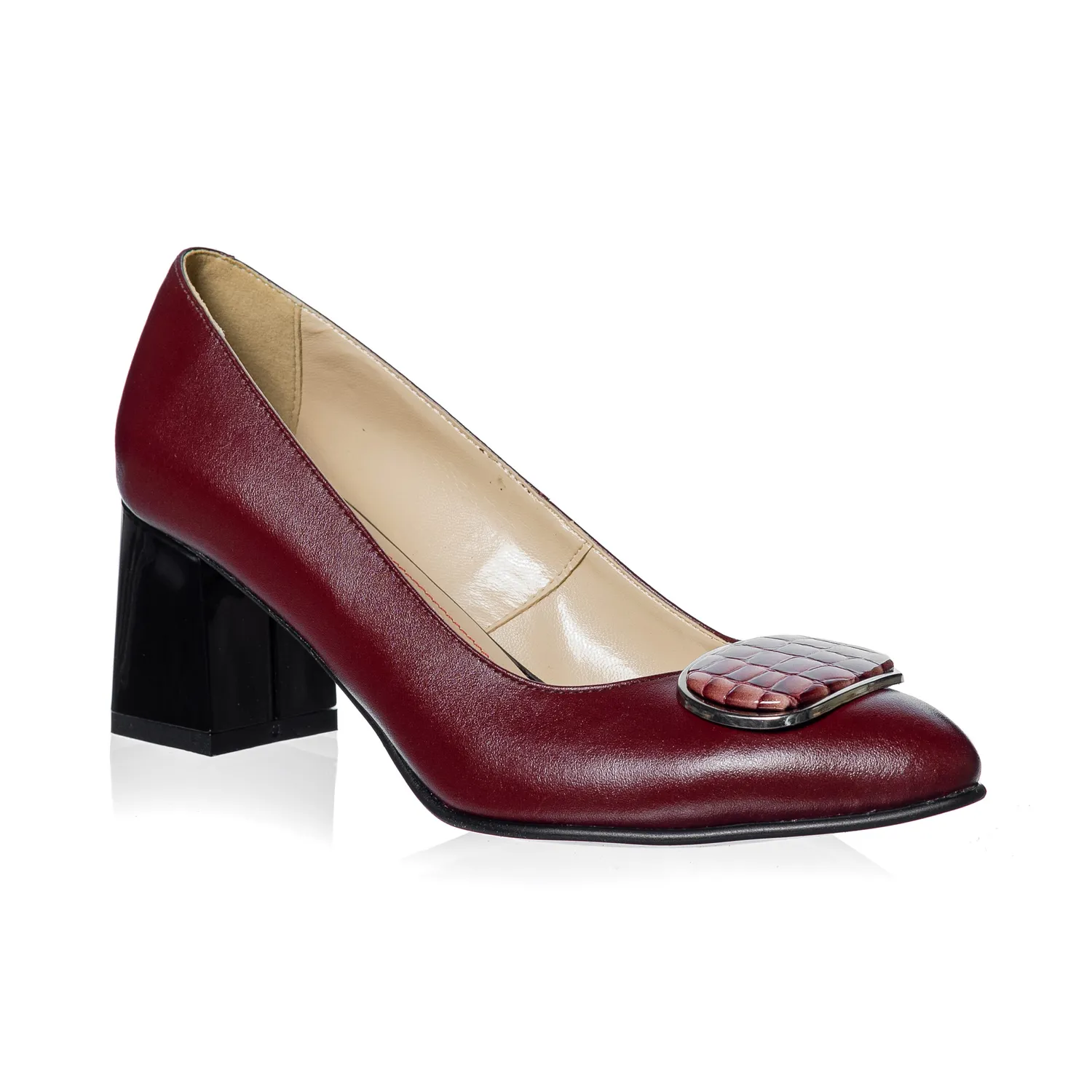 Catinca Shoes A39 BCB pantofi dama bordo croco piele naturala