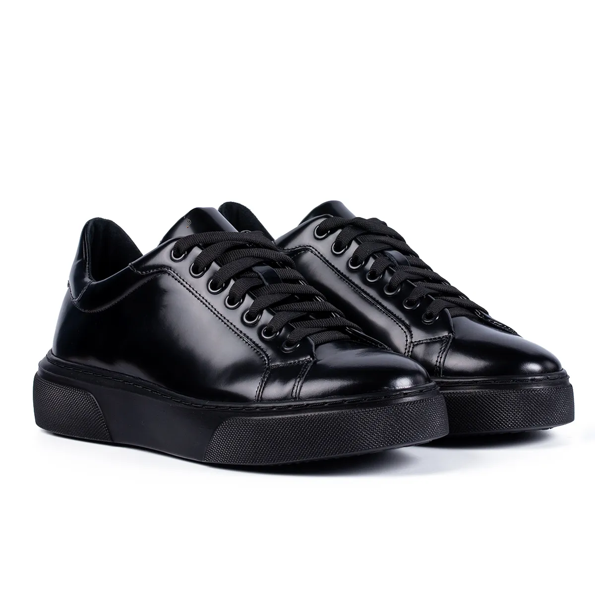 Lucas Shoes 510 sneakers negri lac mat piele