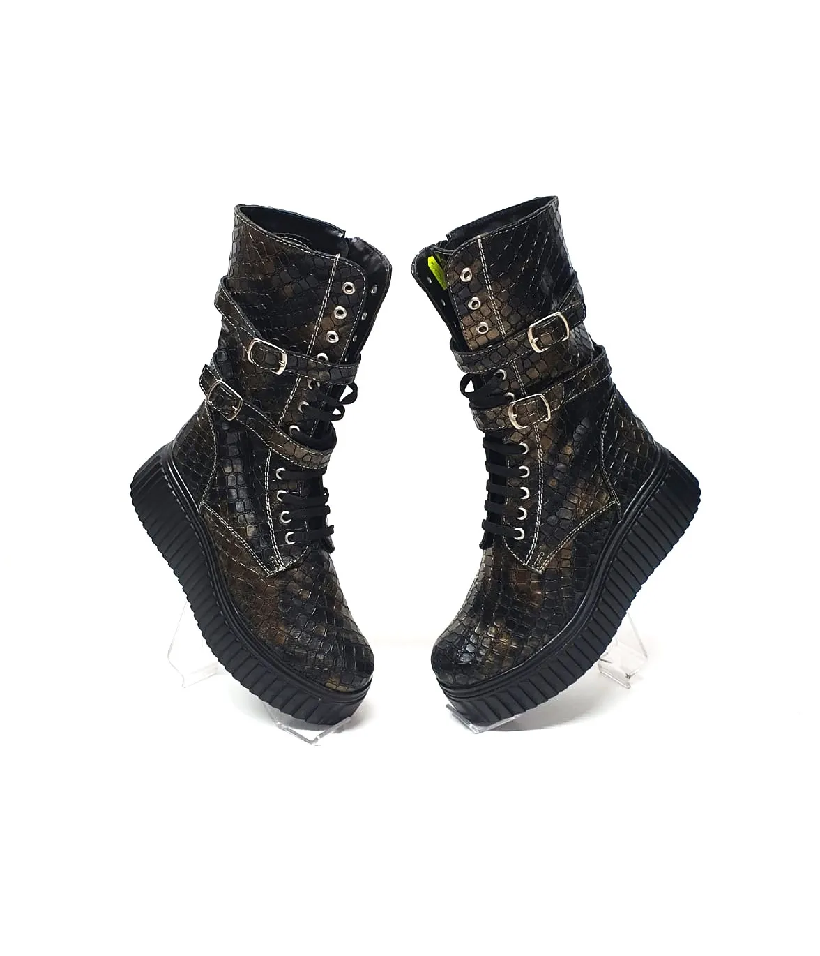 Catinca Shoes BC37 SM bocanci damă maro șarpe piele naturală