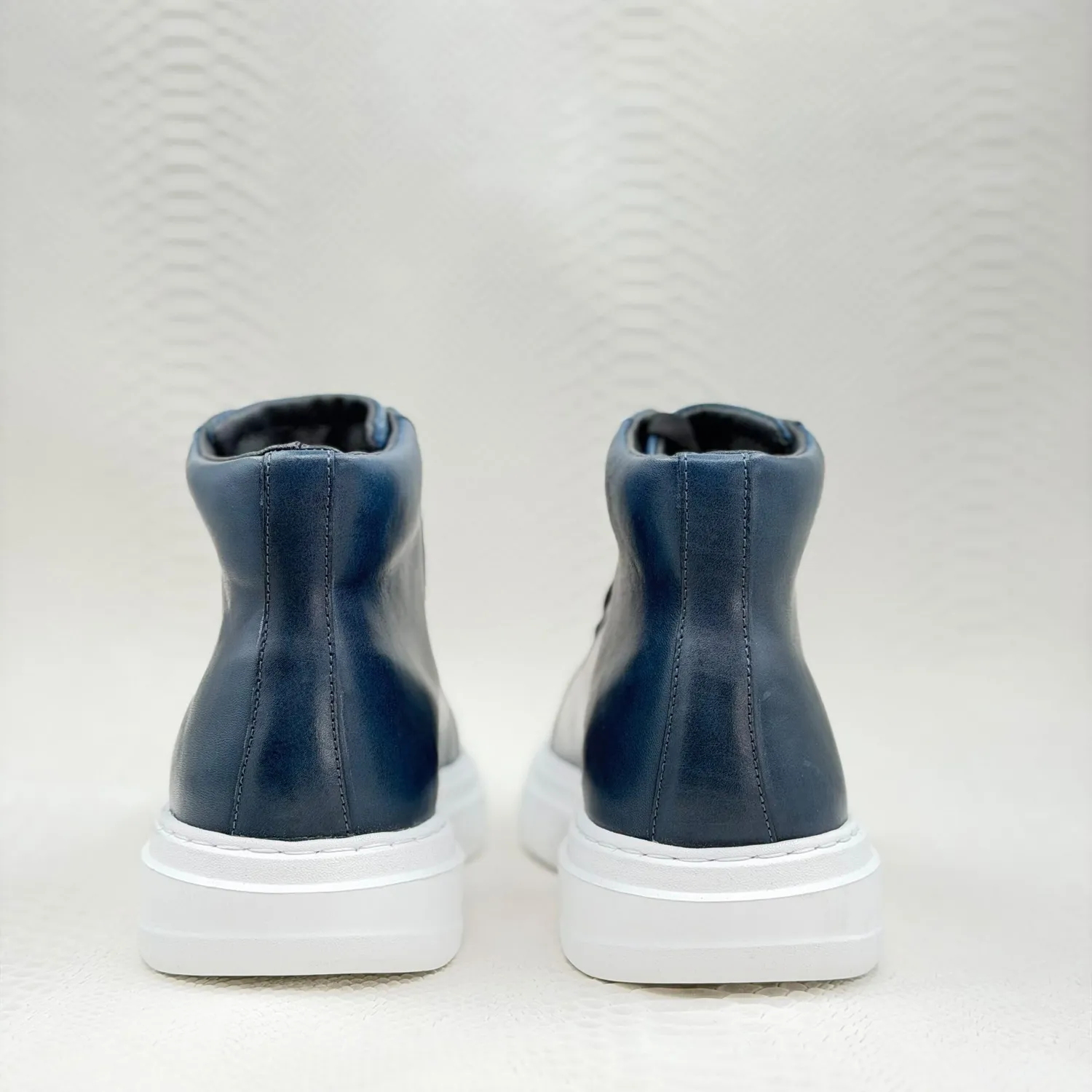 Lucas Shoes 855 A ghete barbati albastru piele naturala