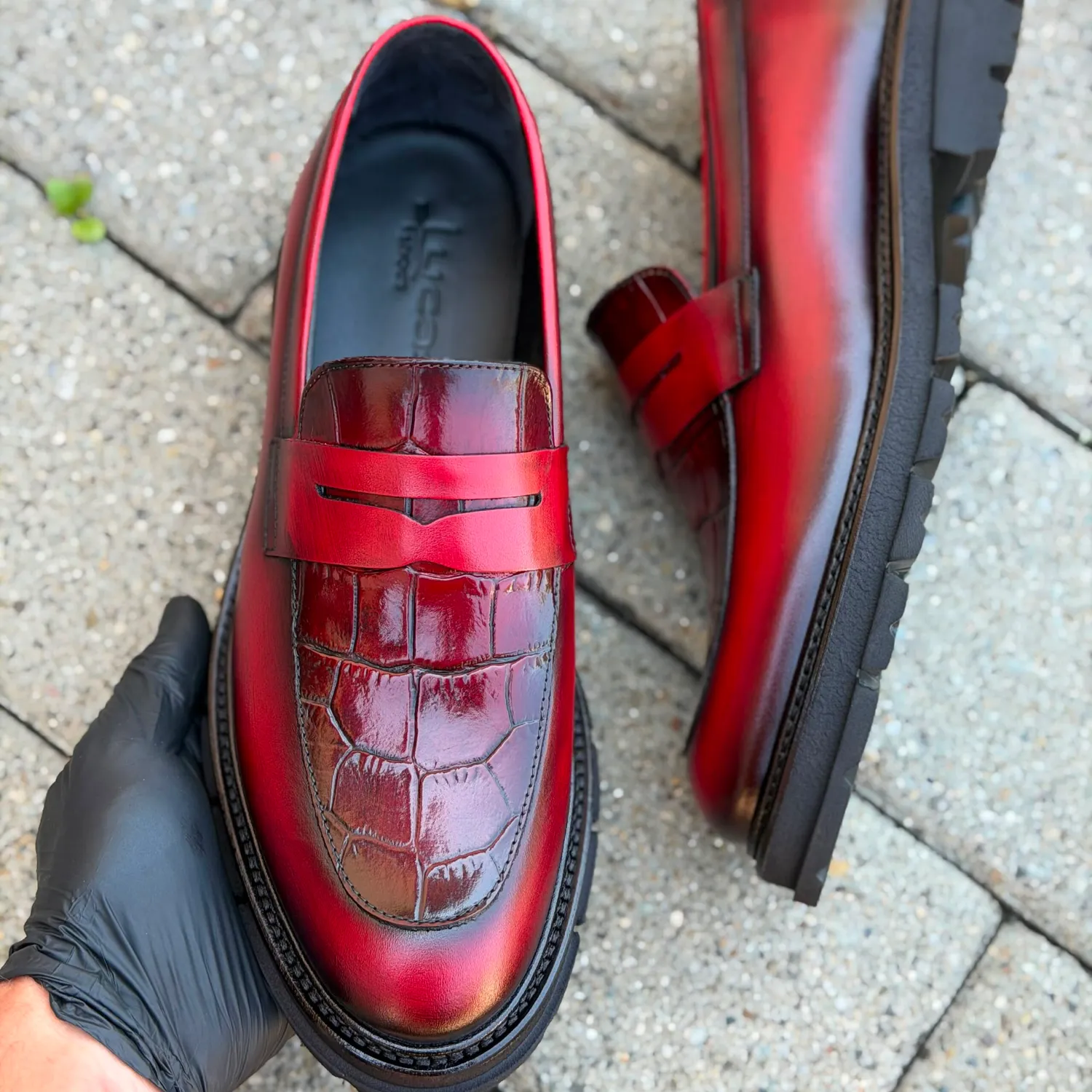 Lucas Shoes Ezra Ukr Rosso mocasini roșii piele