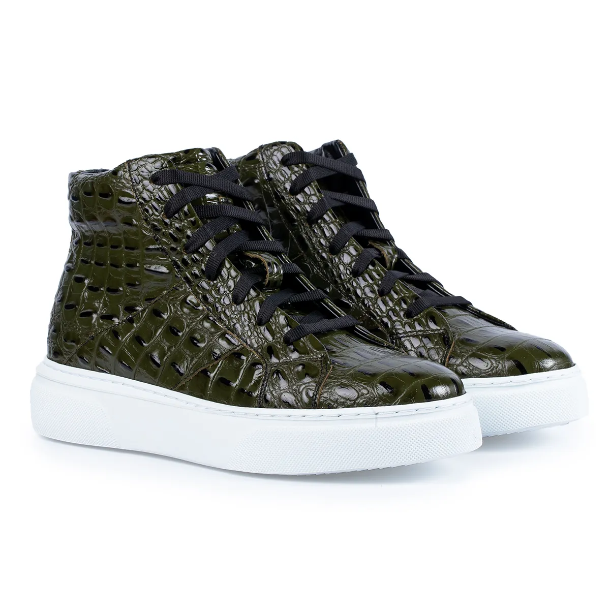 Lucas Shoes 855 ghete piele croco verde